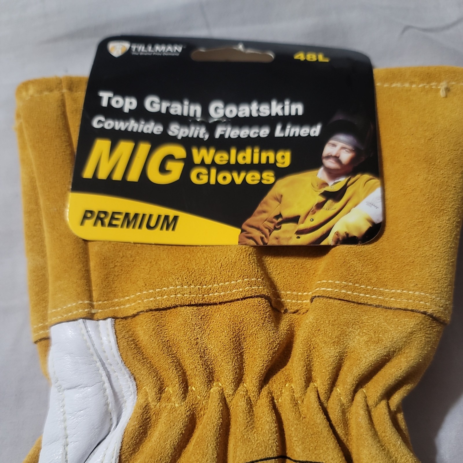 Tillman 48L MIG Welding Gloves Top Grain Goatskin Cowhide Fleece Lined Large
