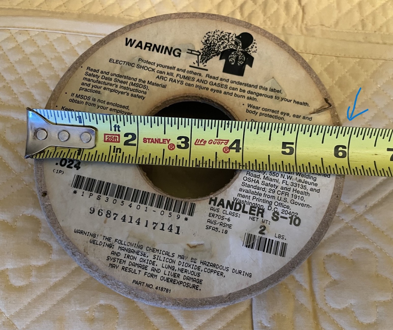 ”Vintage Wooden Spool” .024 Welding Wire 2 LBS *ER70S-6* “never used” #065