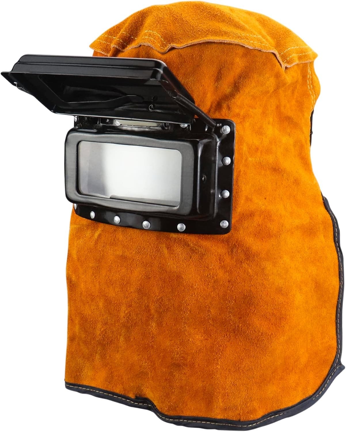 Leather Welding Hood Helmet Flip Lens Heat Flame Resistant Full Head Shield