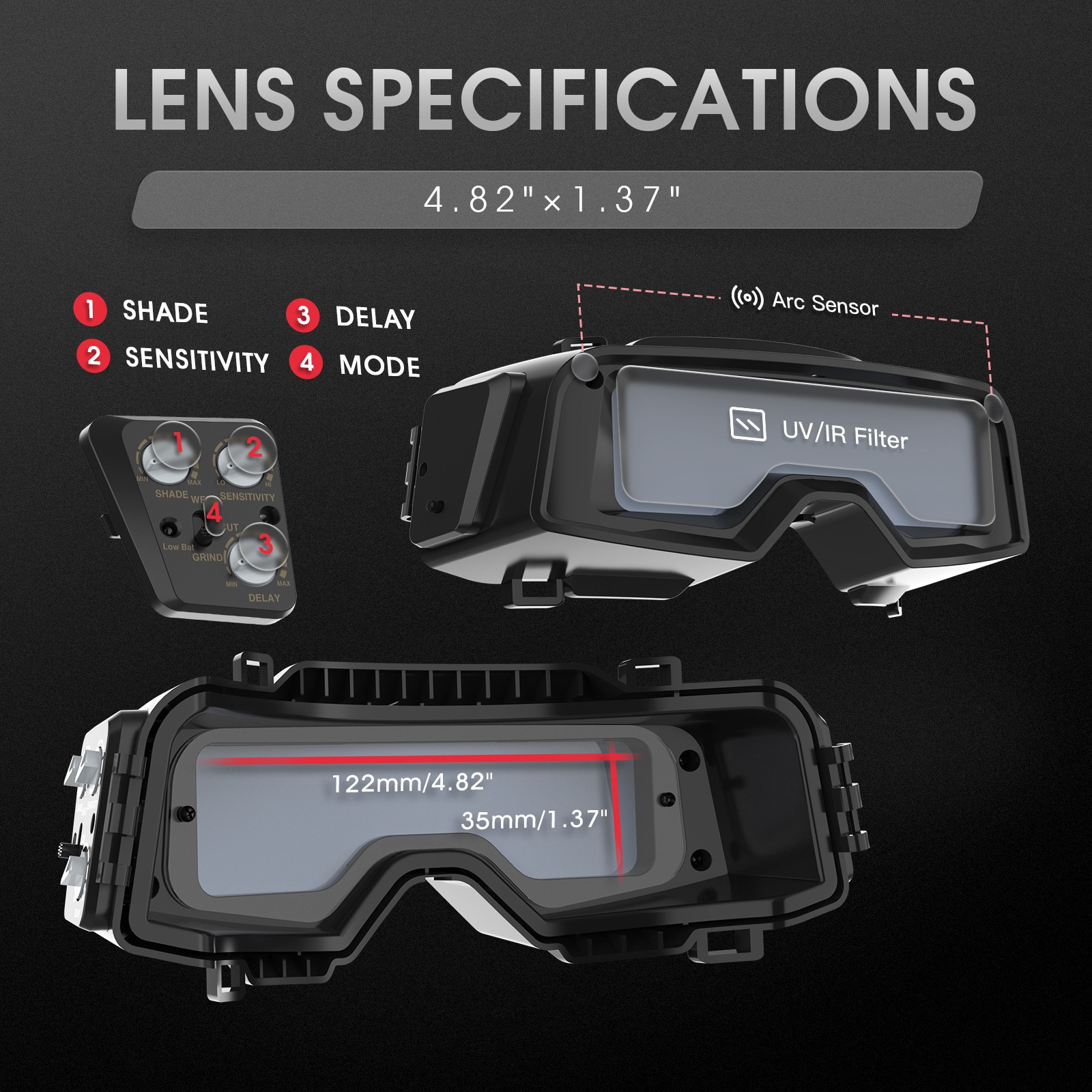 Auto Darkening Welding Goggles 4/5-9/13 TIG MIG ARC +Lens Gloves Sleeves Apron