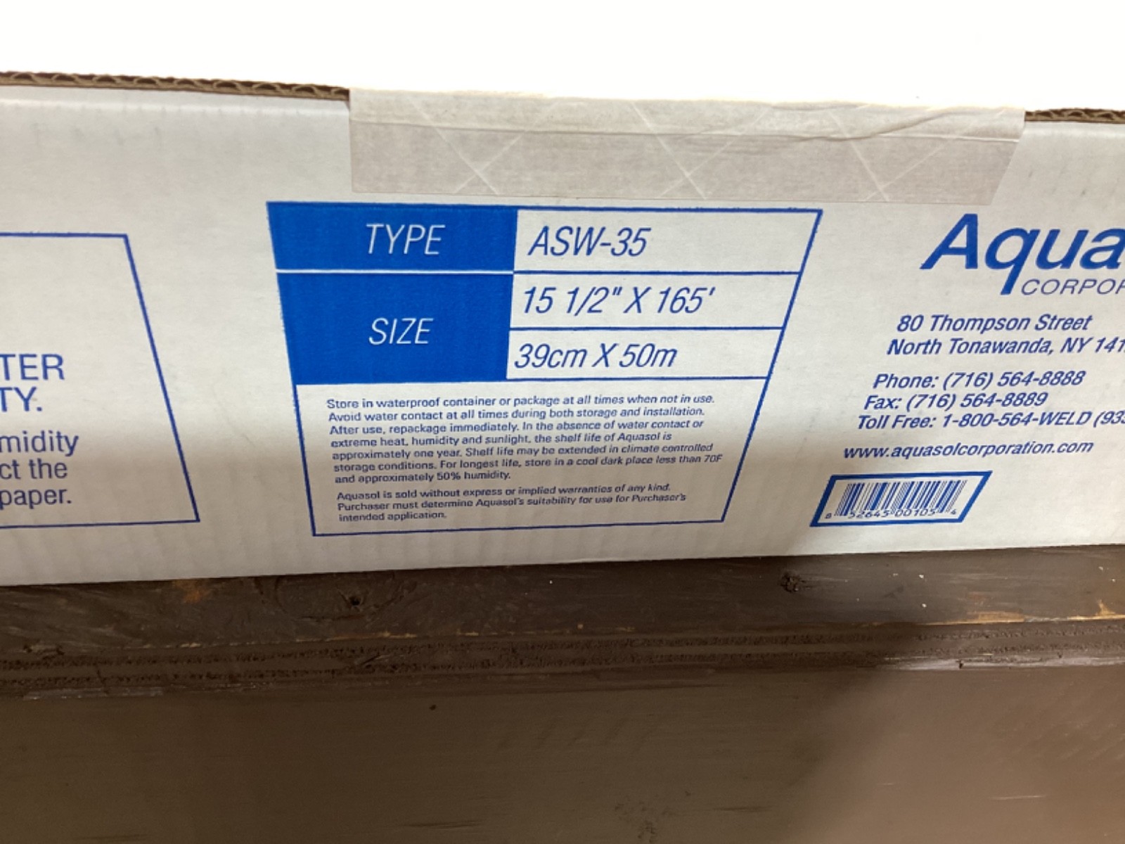 Aquasol ASW—35 Water Soluble Purging Paper 15-1/2in X 165ft