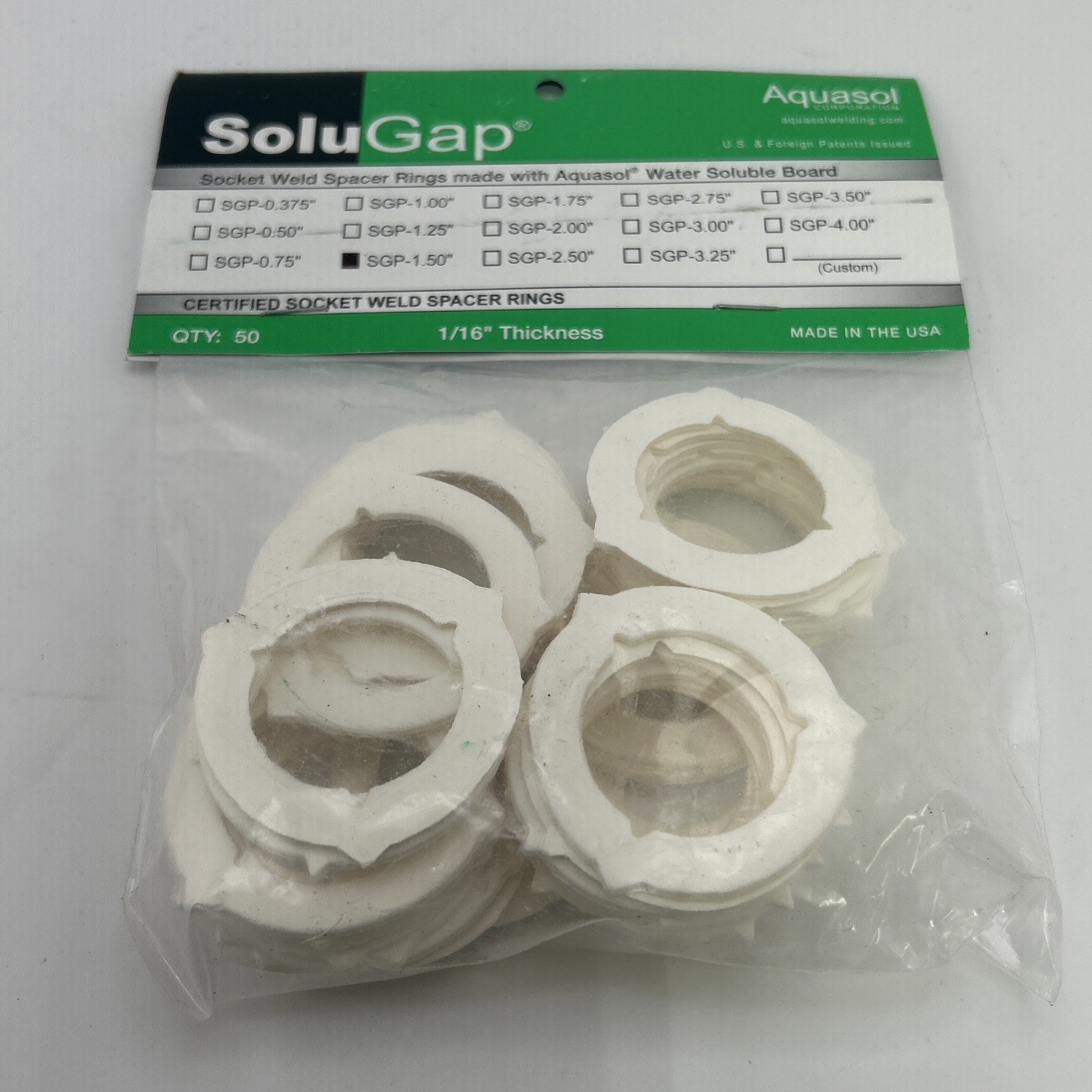 Aquasol Sgp-1.50 Socket Weld Ring,1/16 Tx1 1/2,Pk50