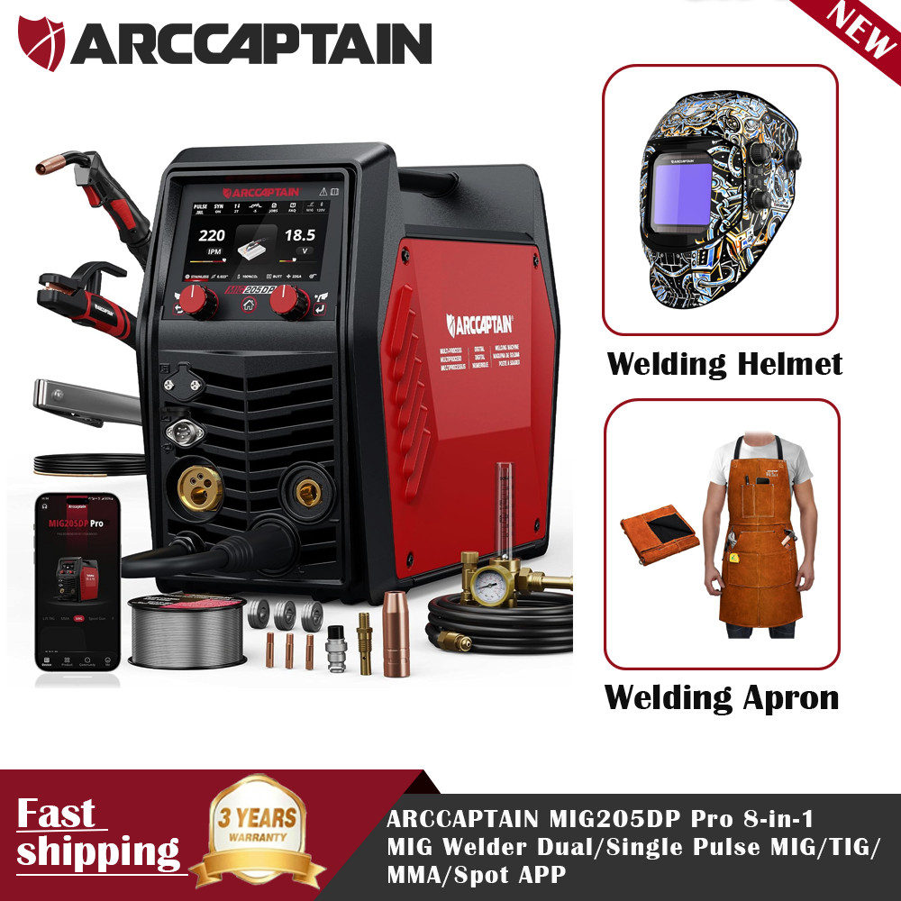 ARCCAPTAIN MIG205DP Pro 8-in-1 MIG Welder Dual/Single Pulse MIG/TIG/MMA/Spot APP
