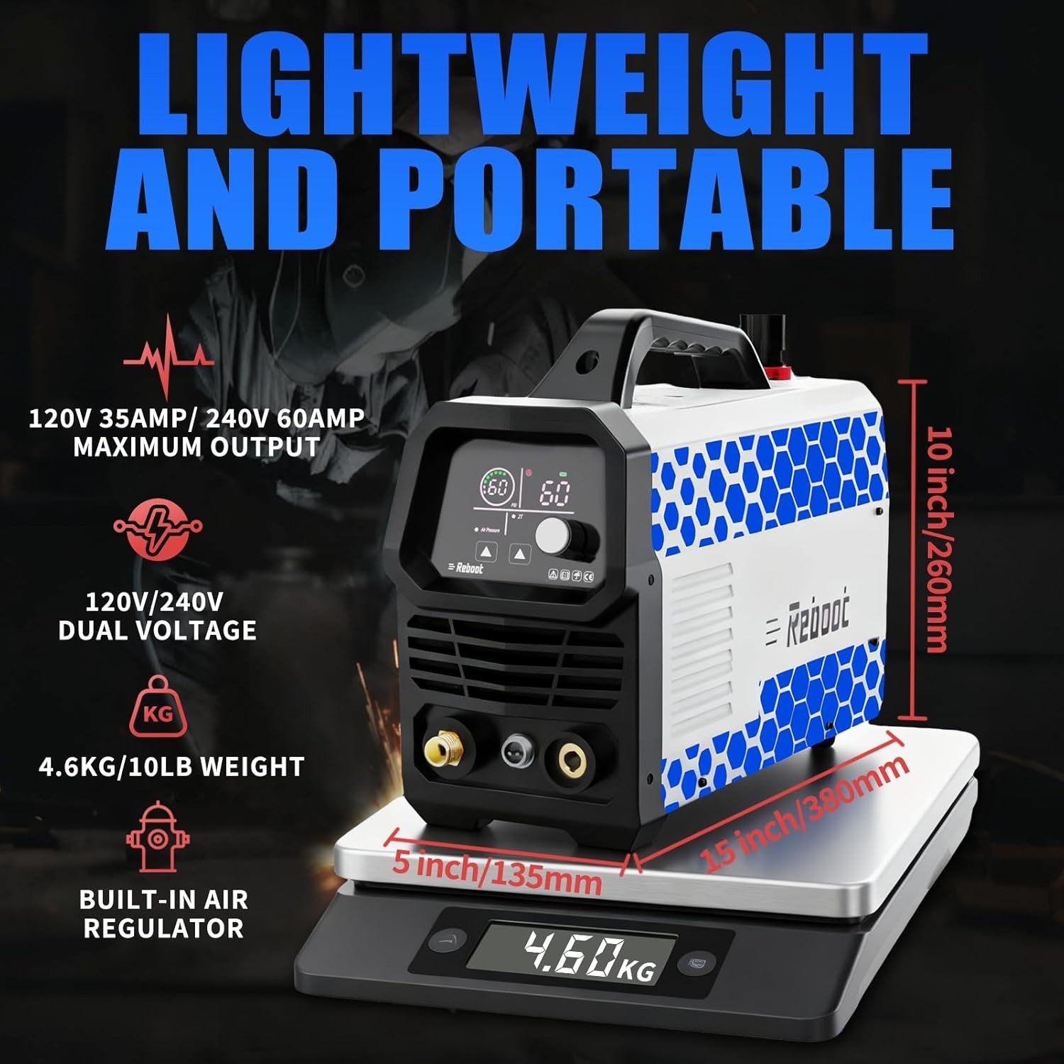 Plasma Cutter, Large Integrated LED Digital Display,IGBT Inverter, RBC6000D Max