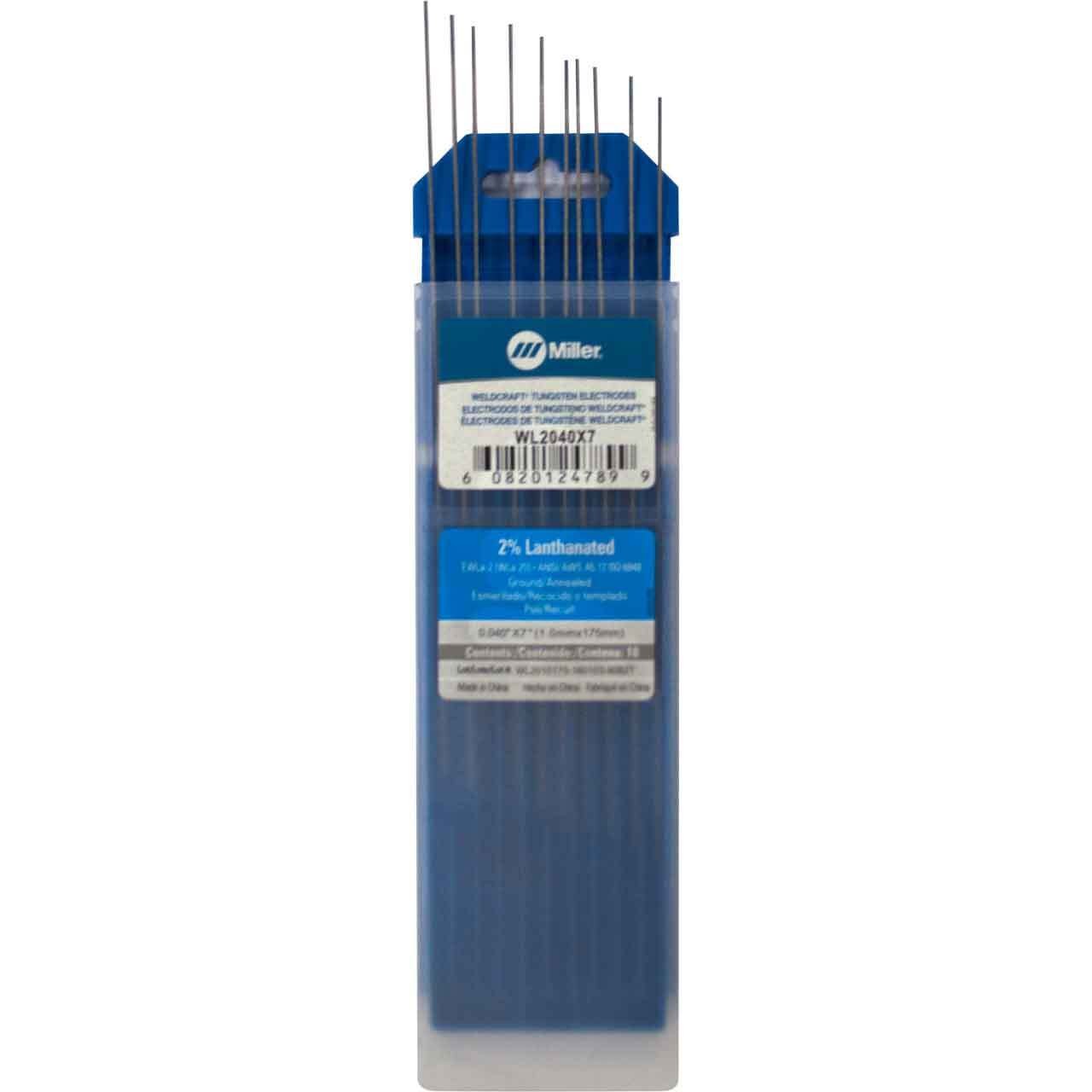 Miller Weldcraft WL2040X7 2% Lanthanated Tungsten Electrode .040 X 7″ 10 pack
