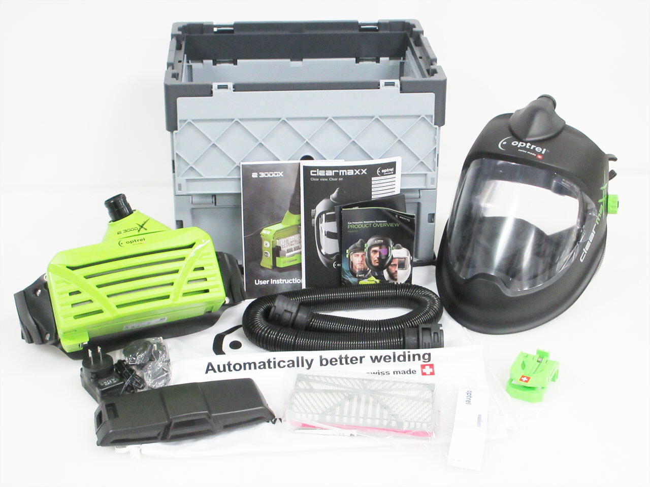 OPTREL CLEARMAXX HELMET & PAPR E3000X SYSTEM UP TO 18 HOUR BATTERY 4900.251 CASE