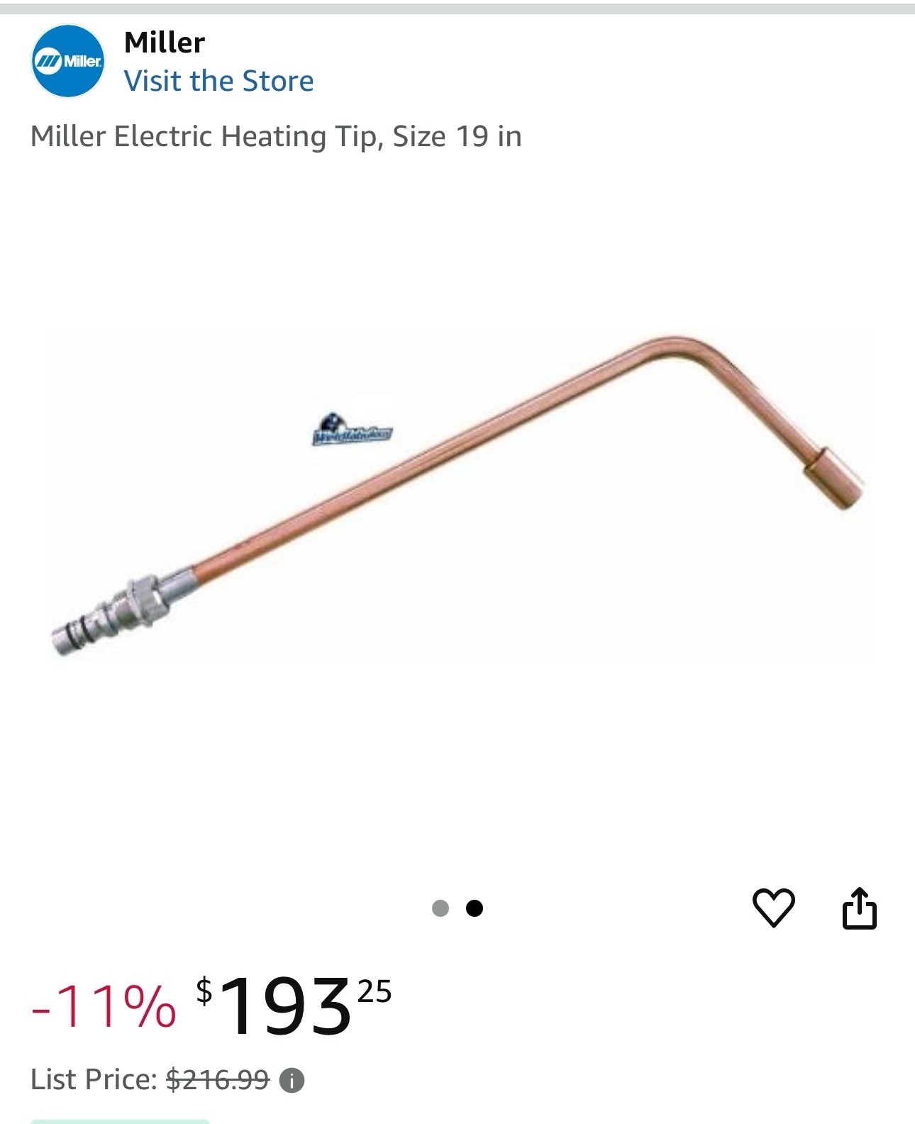 Miller Electric Heating Tip, Size 19 in ST605
