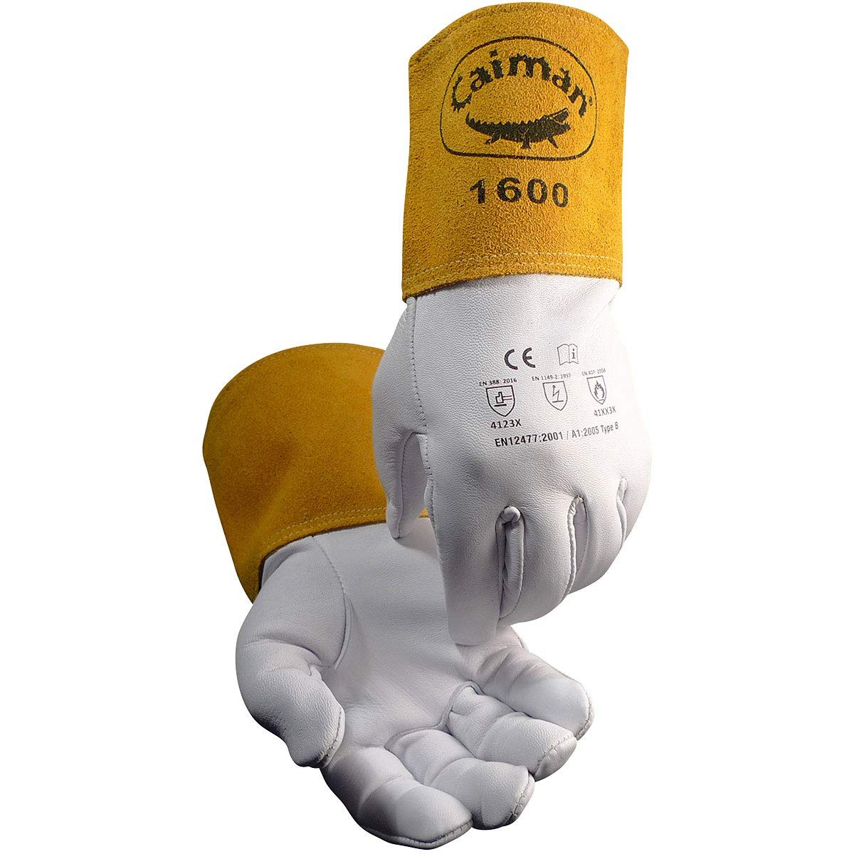 Premium Goat Grain Tig Welding Gloves 4inch Gold Extended Cuff Unlined White/gol