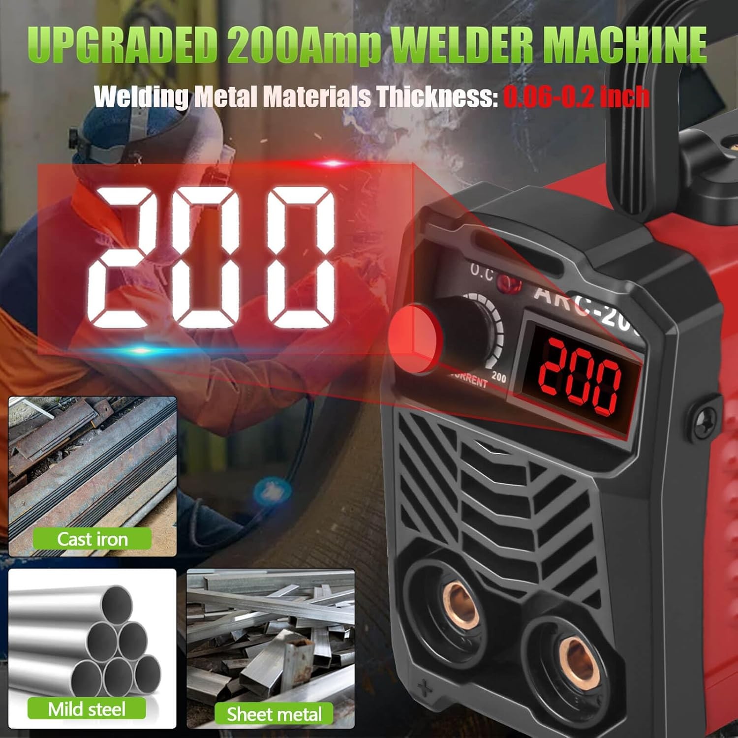 200Amp 20PCS Rods Stick Welder, Super MINI Portable Welding Machine, IGBT Invert