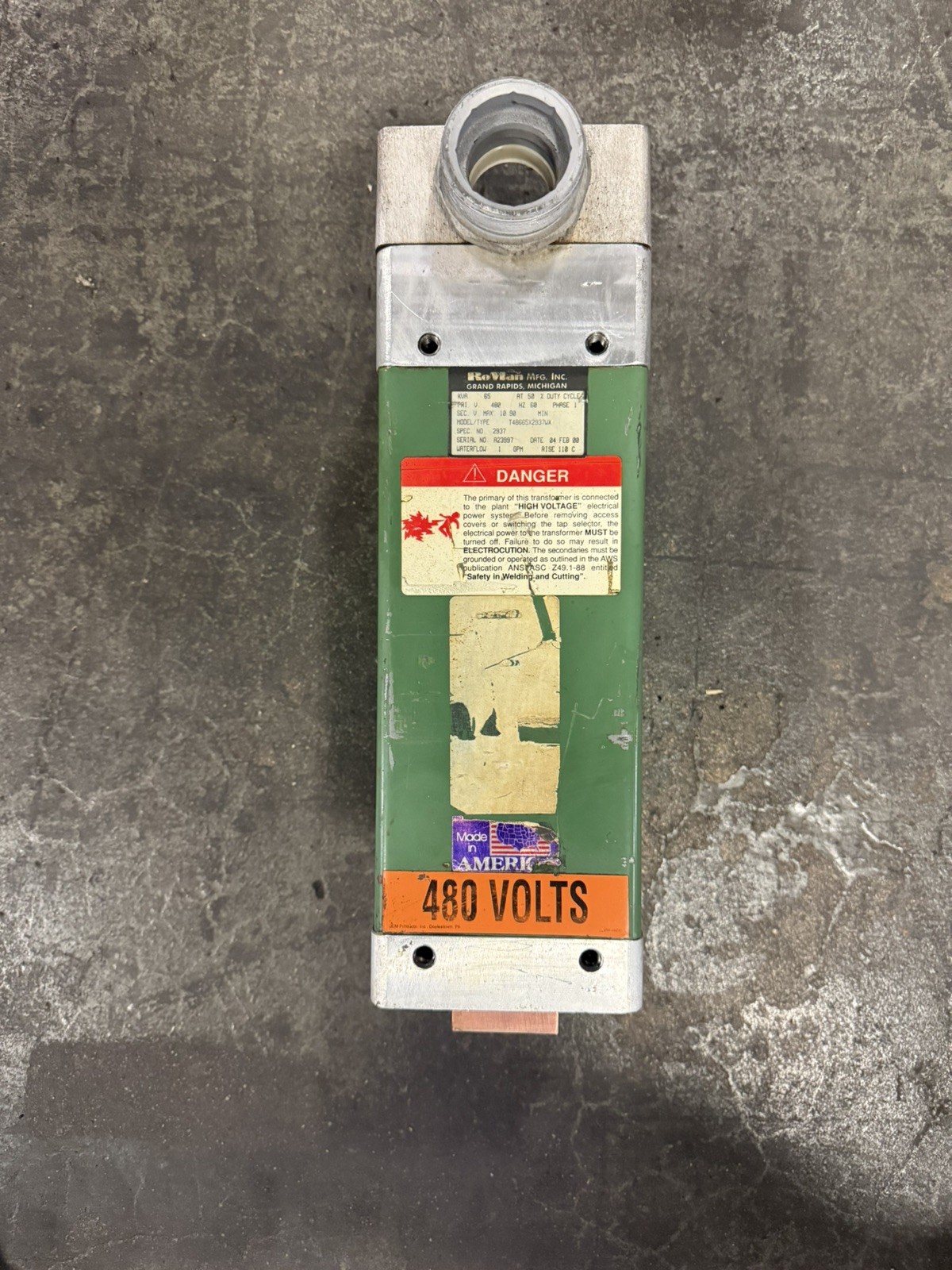 Roman T48665X2937WX Welding Transformer 65kVA 480V Pre-owned