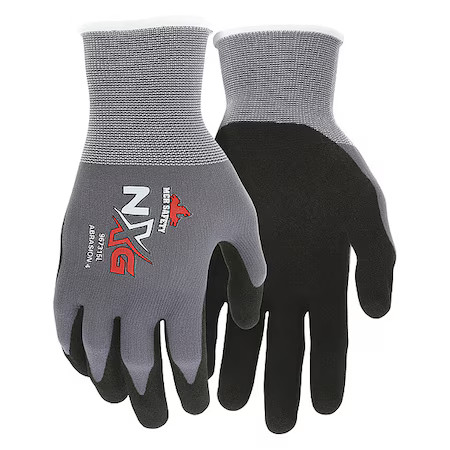 Mcr Safety 967315Xxl Knit Gloves, Nylon, Sandy Palm, Knit, Black/Gray, 2Xl, 12