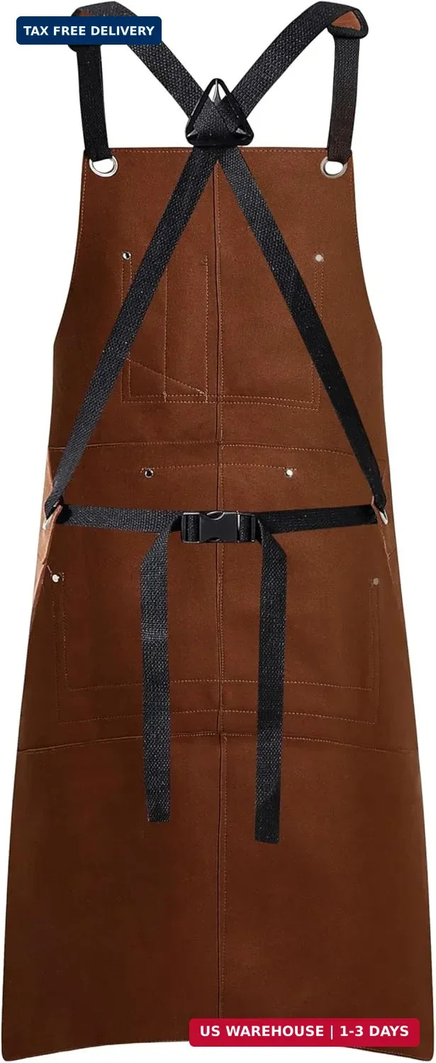 Flame Retardant And Waterproof 6 Pockets Leather Tool Apron for Outdoor Woodwork