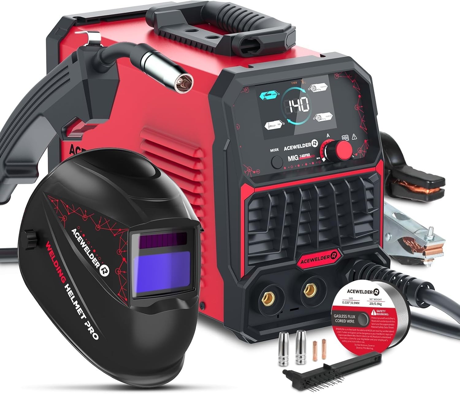 3 IN 1 Welder 140A Gasless Flux MIG/Lift Tig/Stick Welding Machine 110V Inverter