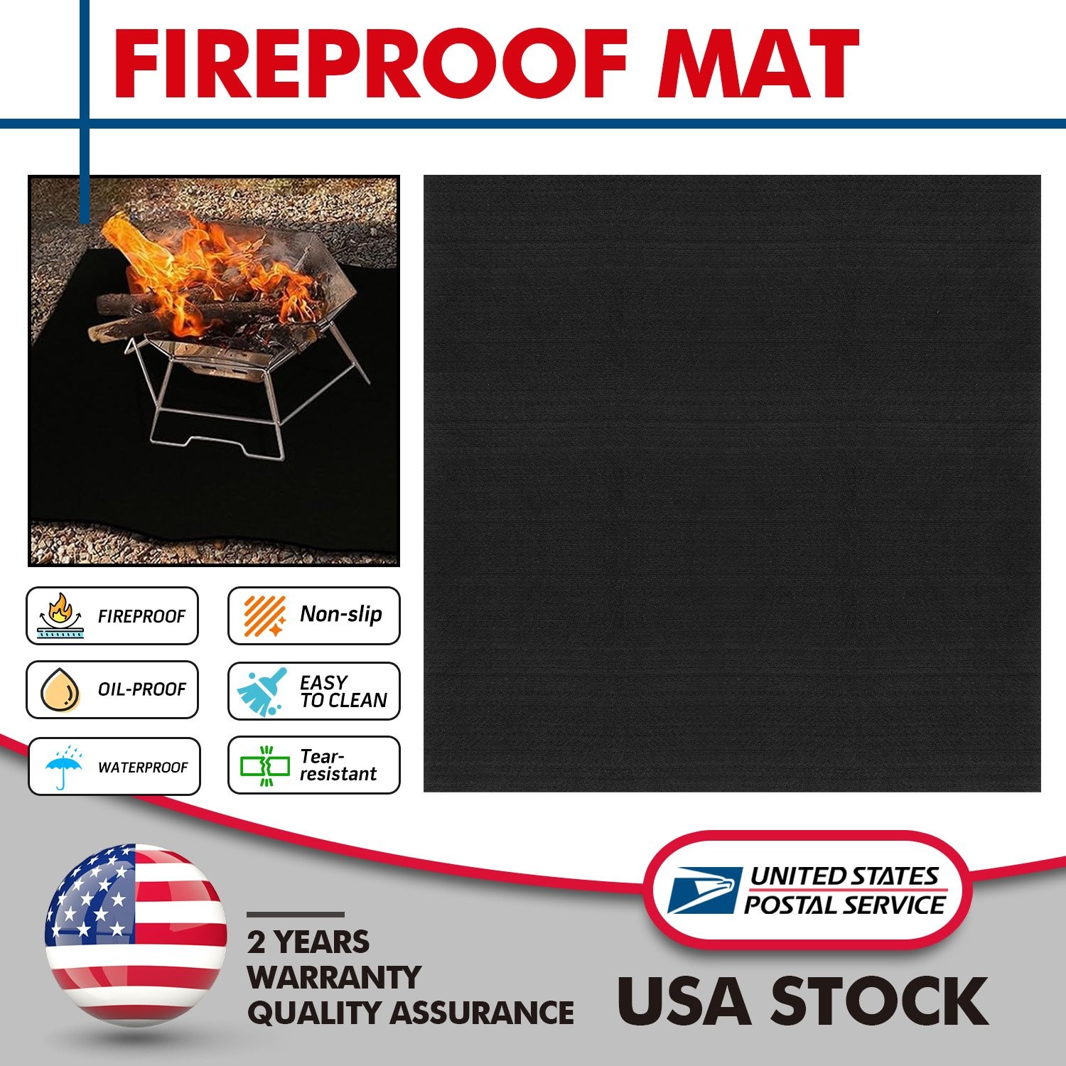 Fireproof Mat Welding Blankets 1800℉ Welding Protective Pad 7.9inch x 7.9inch