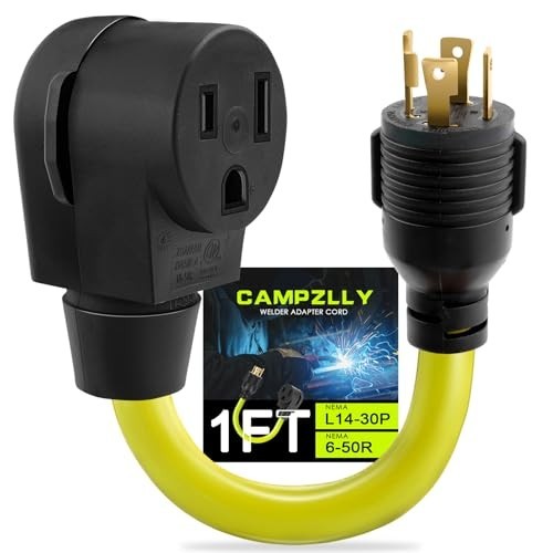 NEMA L14-30P to 6-50R Welder Adapter Cord, 4-Prong Twist Lock, 12″ Power Cable