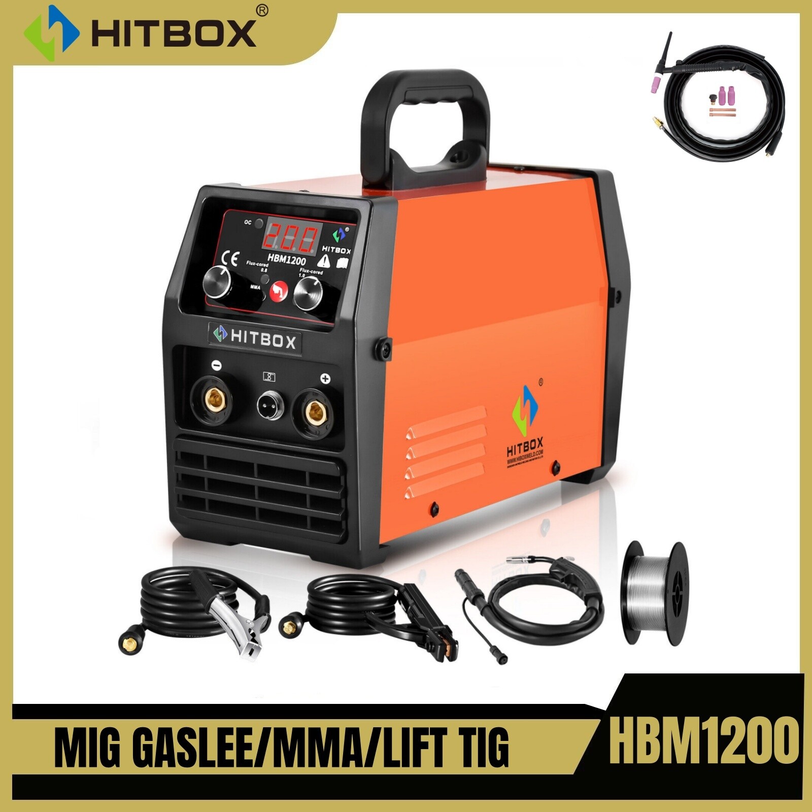 200A MIG Welder 3 in1 Lift TIG ARC MIG Gasless 110V/220V Welding Tool &Tig Torch