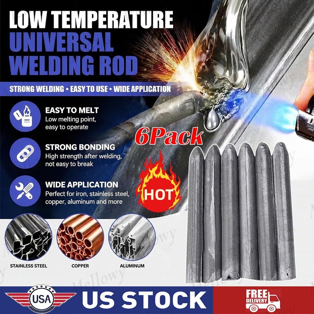 6Pack Low-Temperature Universal Welding Rods for Metal—Melt Easily New