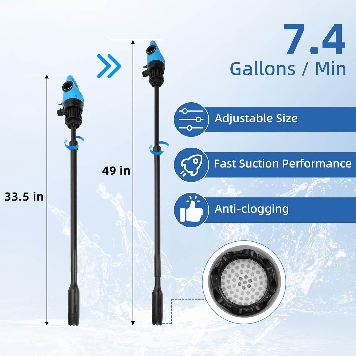 Electric Drum Barrel Pump, 55 Gallon Drum Pump Electric, 12V DC/120V AC | 7.4 GP