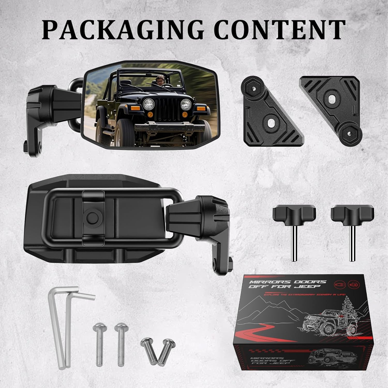 Mirrors Doors off Compatible with Jeep Wrangler JL and Gladiator JT 2018-2026, 2