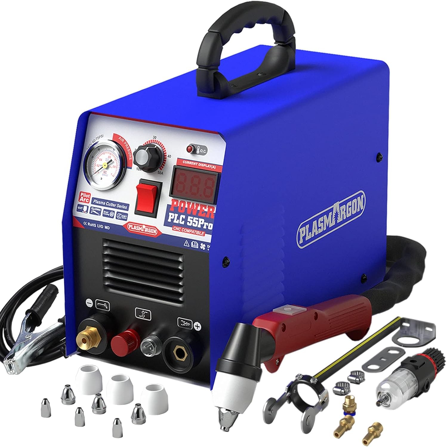 PLC55Pro 55A Plasma Cutter 110V/220V Pilot Arc HF Air