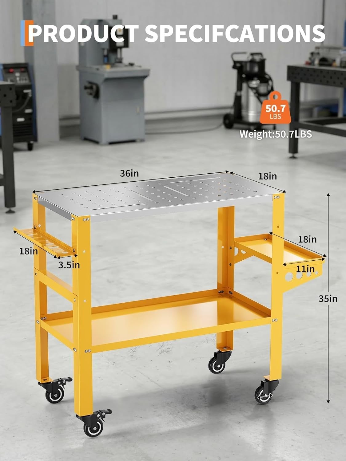 36″x18″ Heavy Duty Welding Table Welding Workbench Table Cart 1200 lbs Capacity