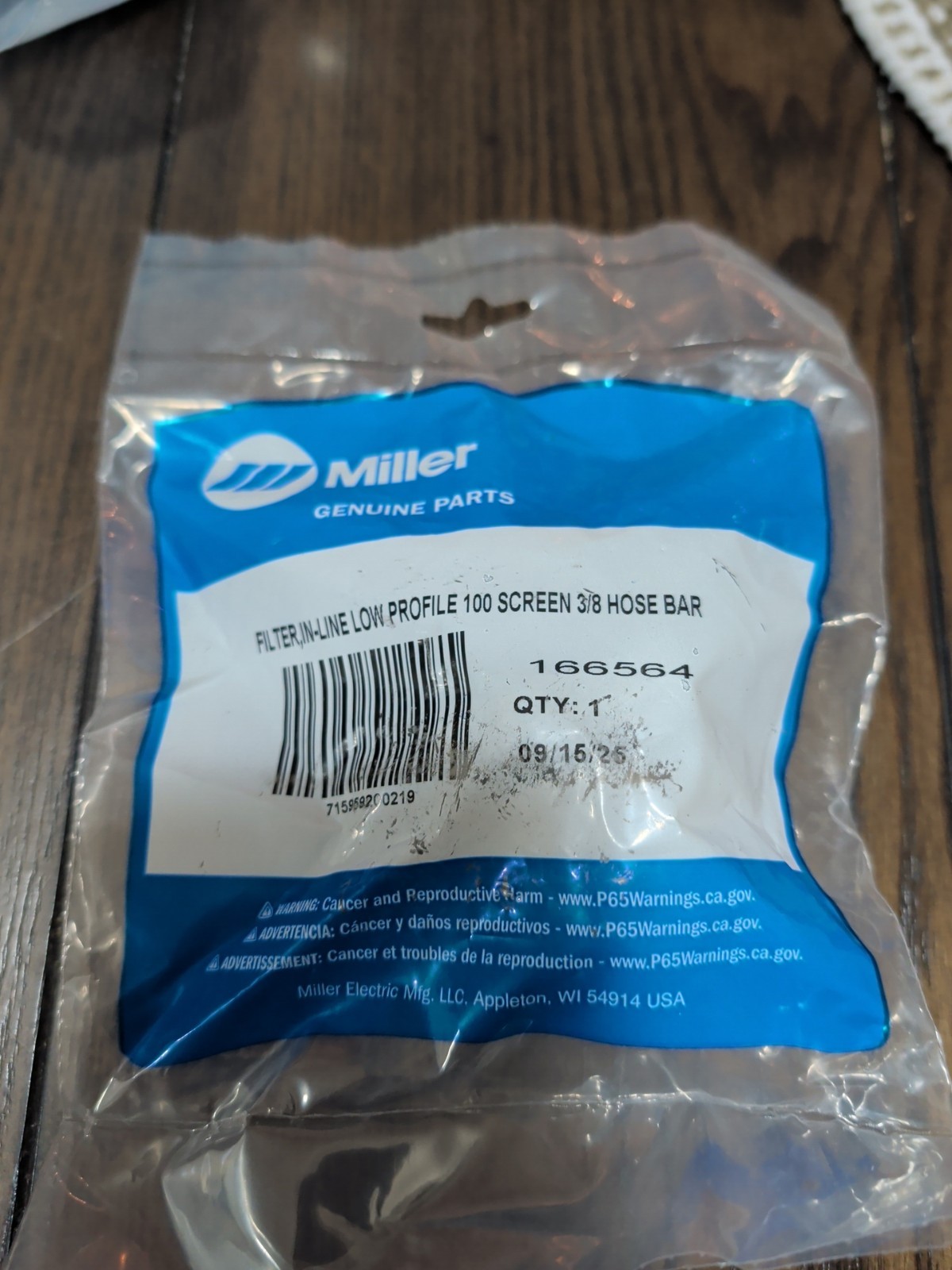Miller 166564 Filter In-Line Low Profile 100 Screen 3/8 Hose Bar