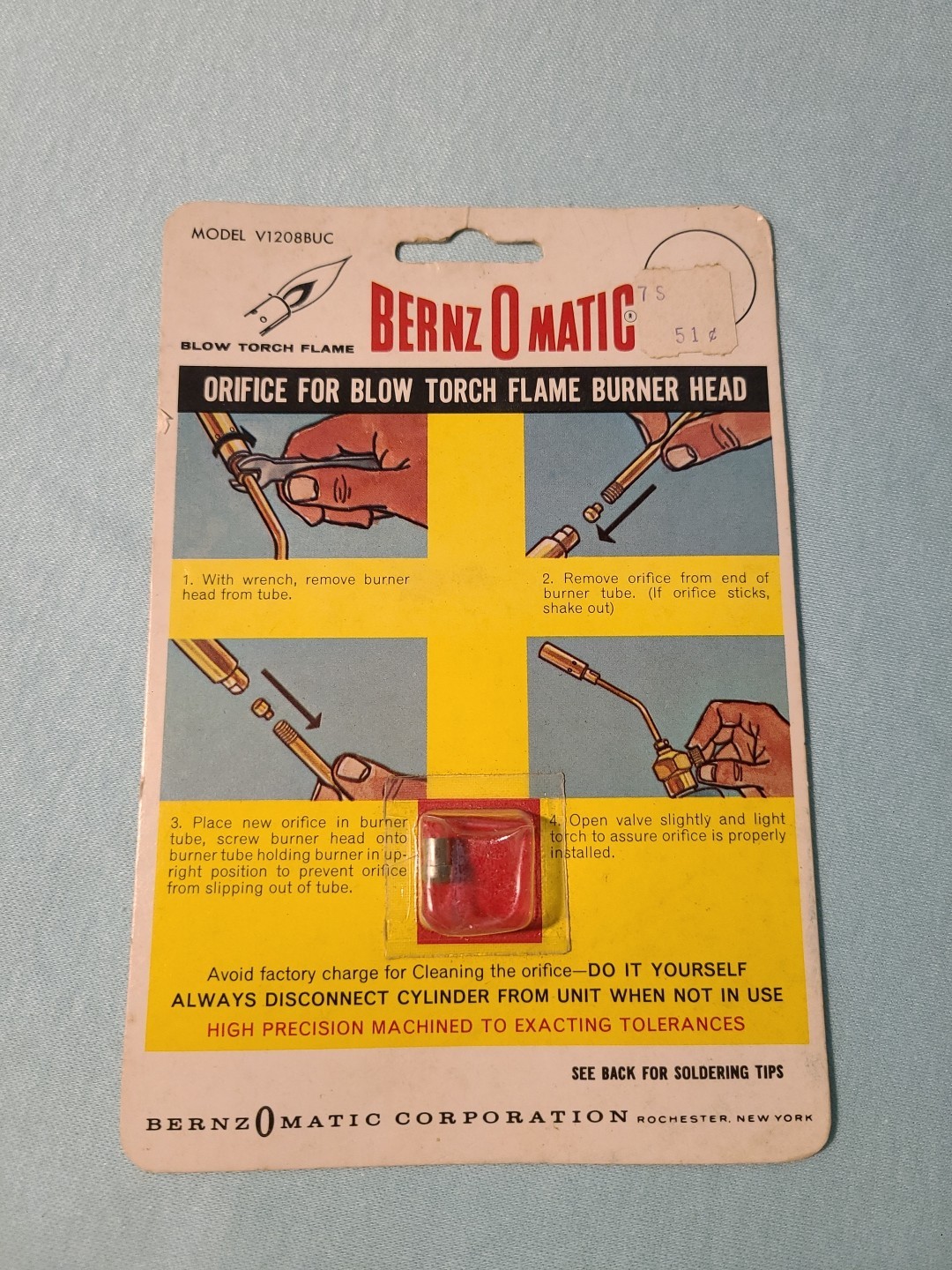 Vintage Rare Bernzomatic V1208BUC Orifice For Blow Torch Flame Burner Head, NOS