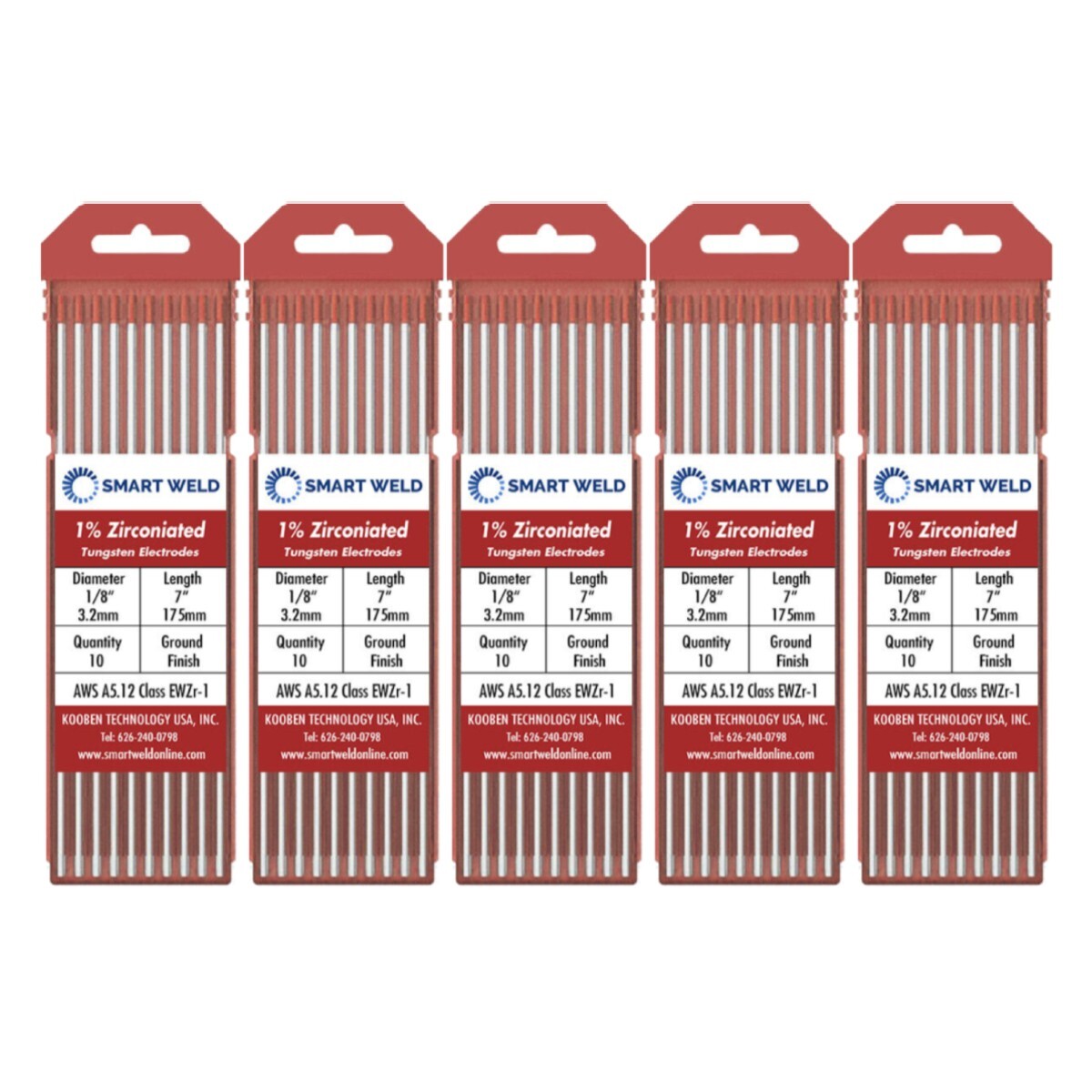 Brown TIG Welding Tungsten Electrode 1/8″ (50 pack, WZ3, Zirconiated)