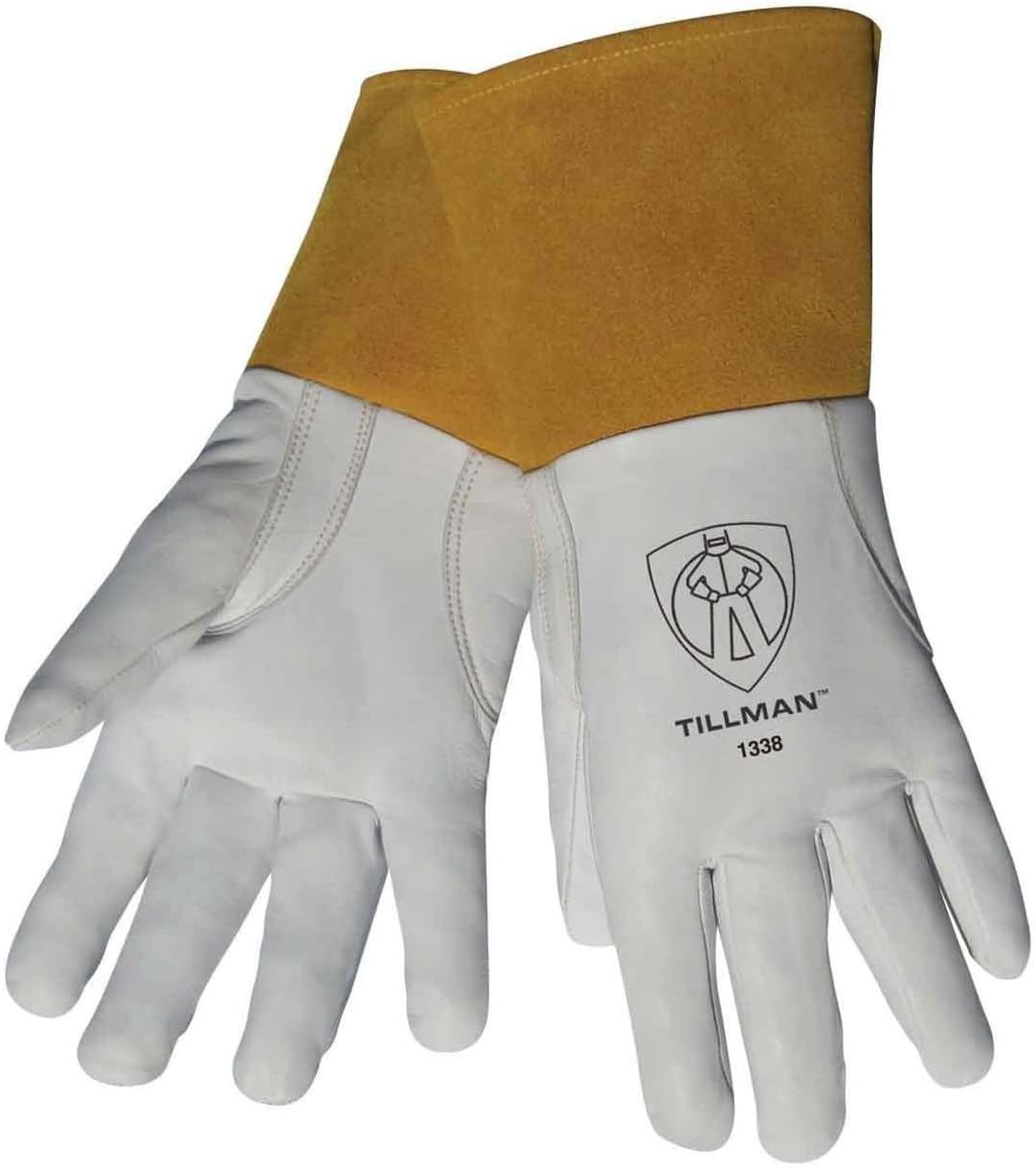Tillman 1338 Top Grain Goatskin TIG Welding Gloves 1 Count (Pack of 1), White