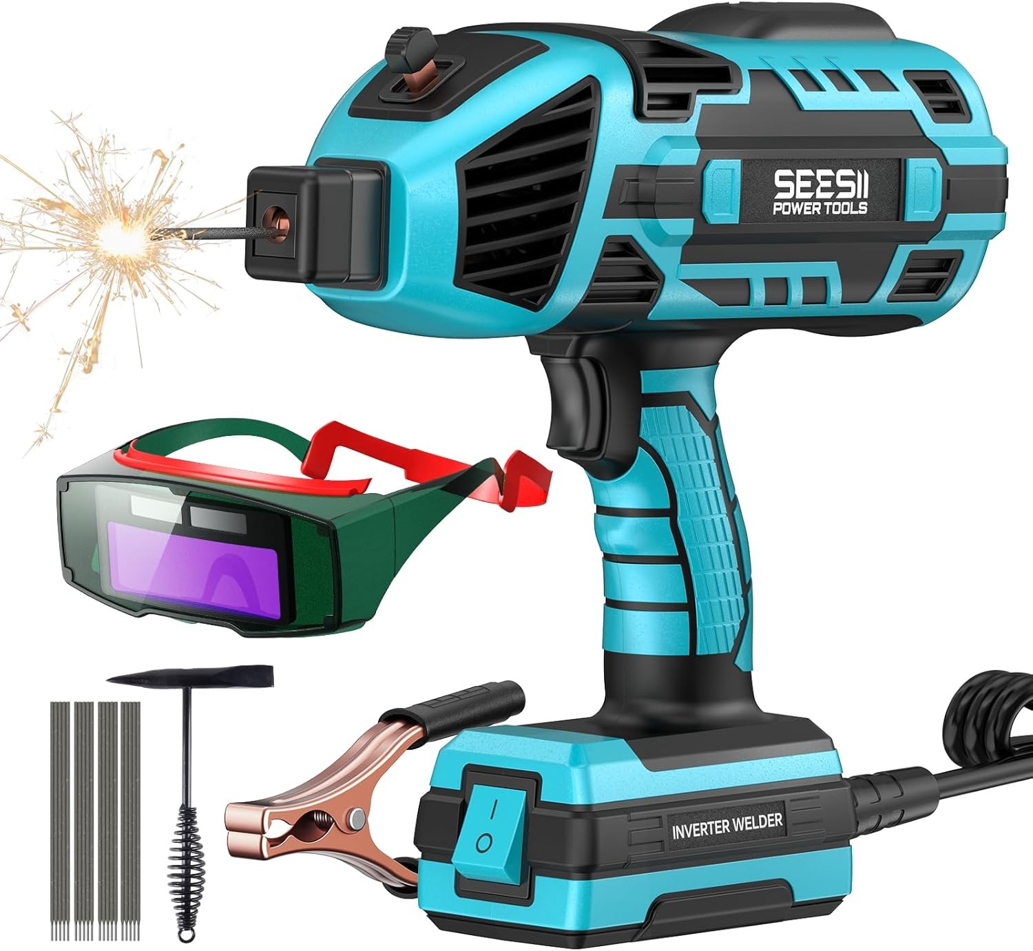 120A Portable ARC Welder Kit, 110V Handheld Stick Welder for 3/32″-1/8″ Rods