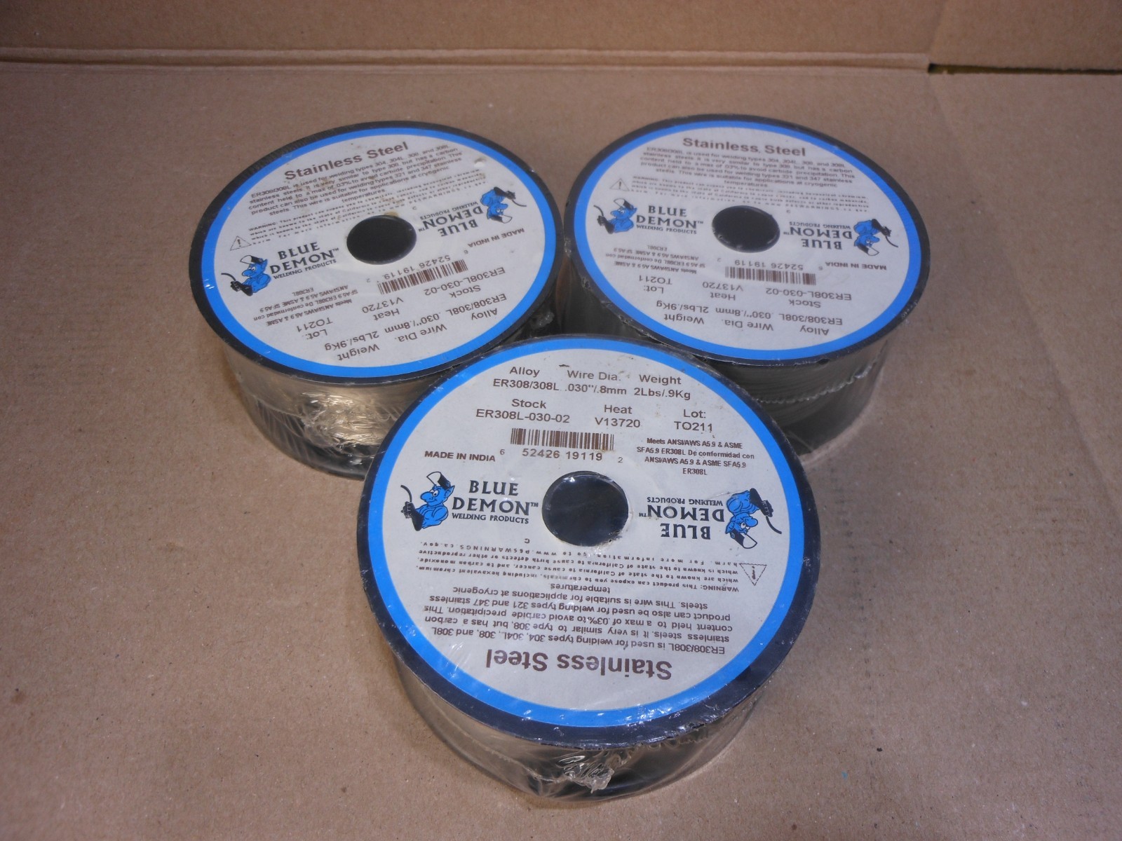 6LBS Blue Demon ER308L Stainless Steel Welding Wire .030 — 2lb Roll x 3