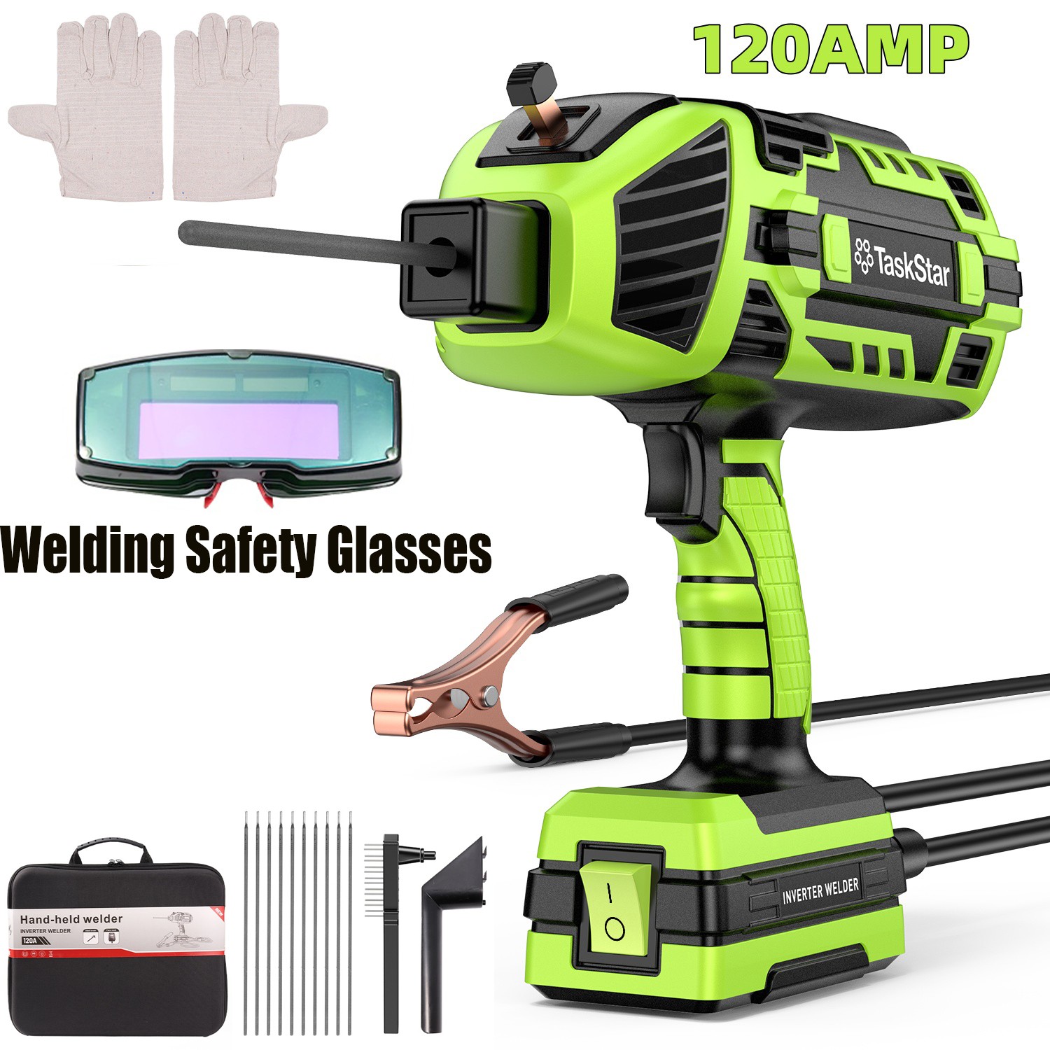 TaskStar 120A Portable Handheld ARC Welder Kit, 110V Stick Welding Machine