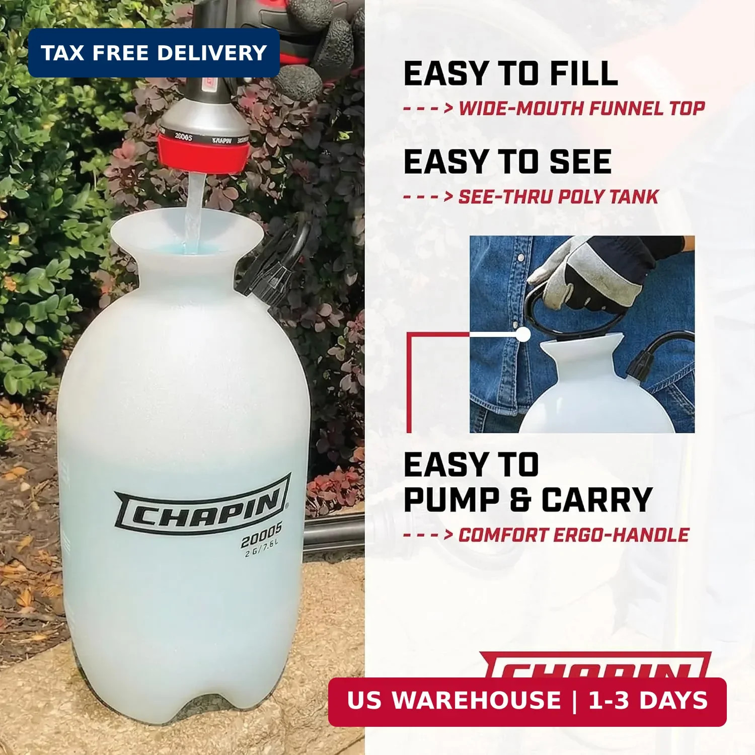Chapin 1-Gallon Pump Sprayer, Easy Use for Home & Garden | Durable lightweight t