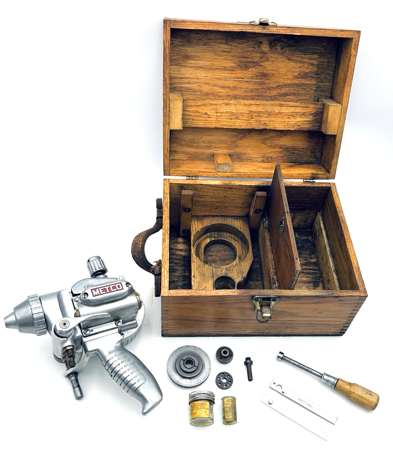 Metco THERMAL METALLIZING SPRAY DEVICE Type 4E w/ Case & Access. shown **GOOD**