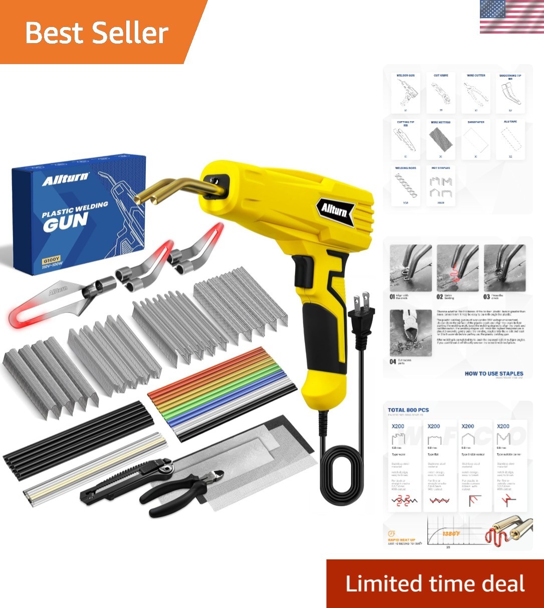 Plastic Welder 2 in 1 Plastic Welding Kit Hot Staples Car Bumper Repair