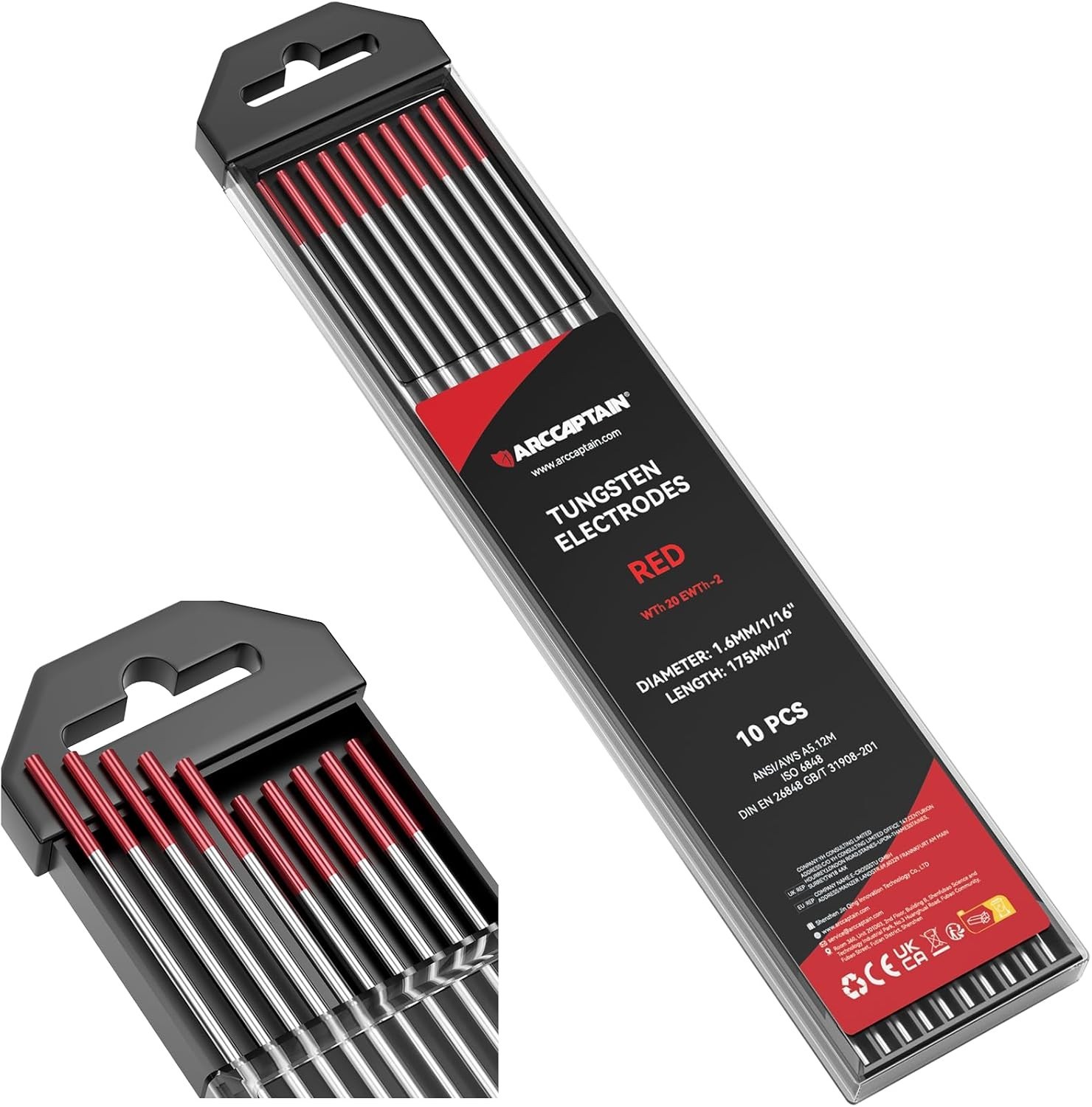 10-Pack Red Tungsten TIG Welding Electrodes 1/16″ x 7″ – Ideal for All Welders