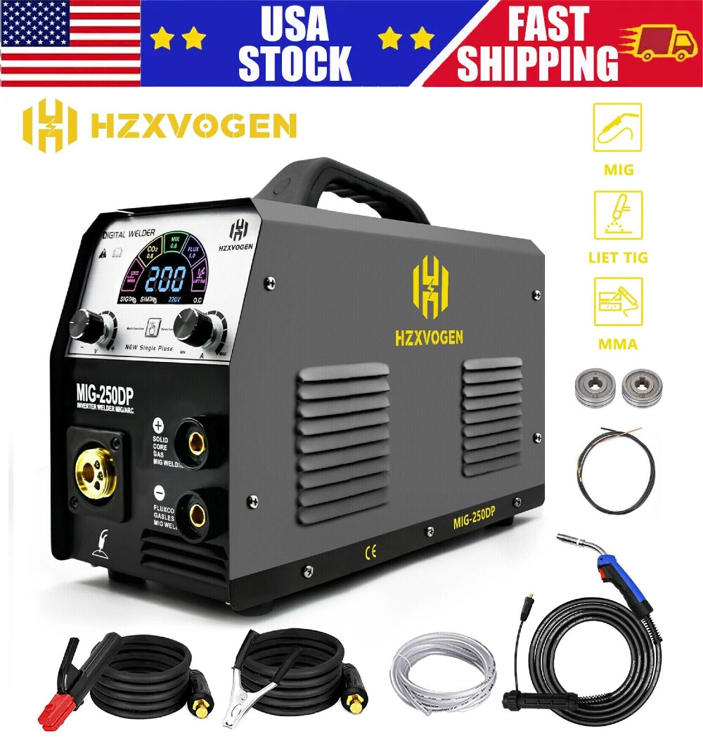 4IN1 MIG Welder MIG250DP Aluminum ARC MIG Welding Machine Gas/Gasless 110V&220V