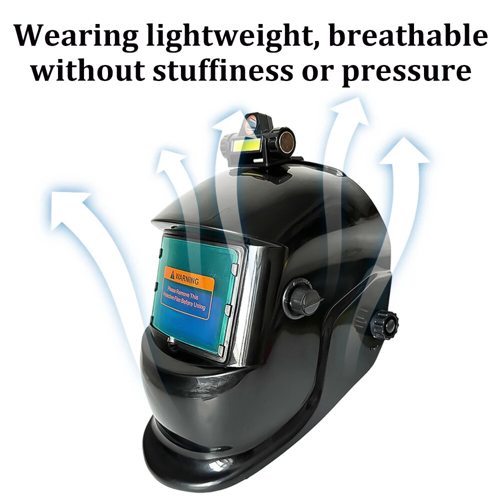 Solar Powered True Color Auto Darkening Welding Helmet w/Light for TIG MIG ARC