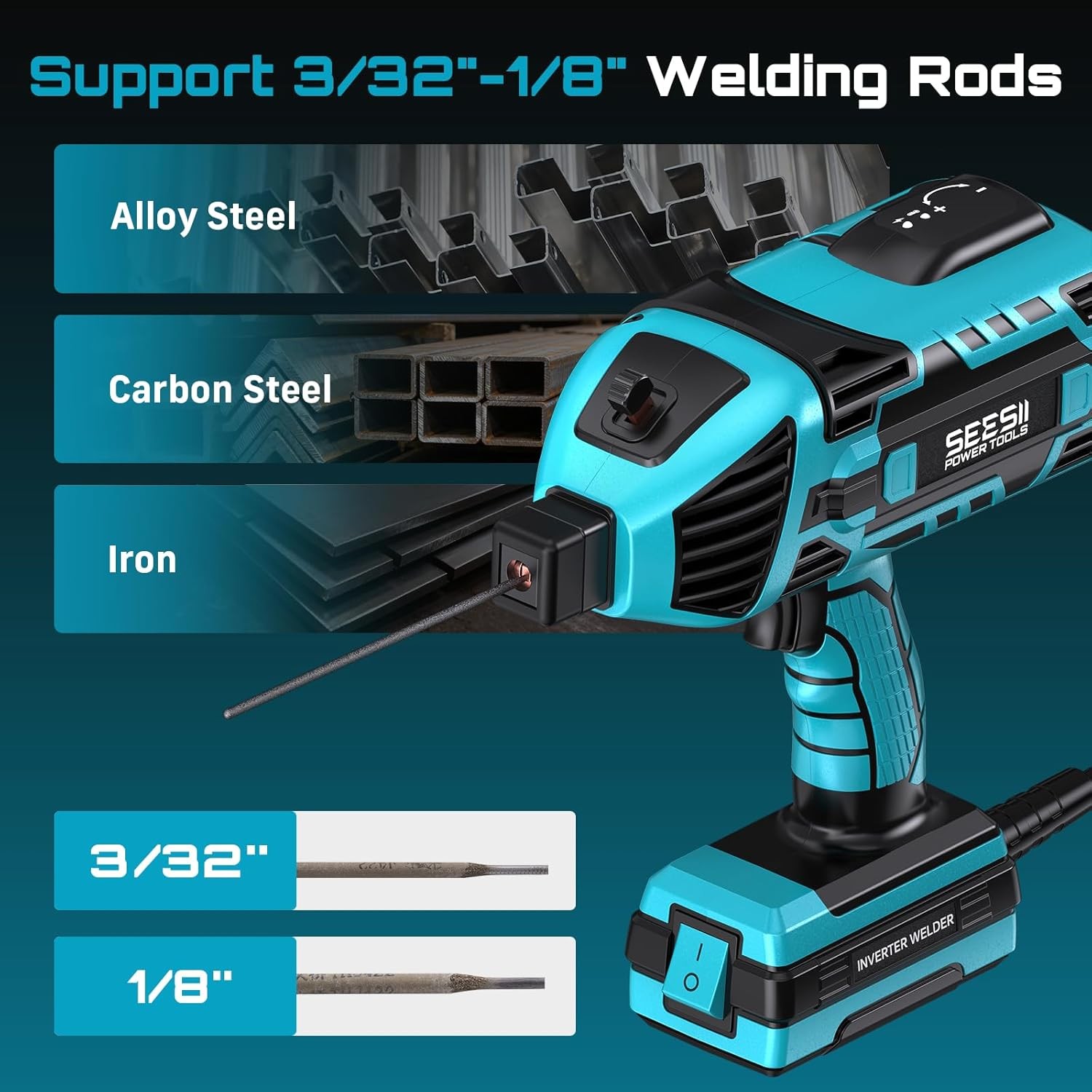 120A Portable ARC Welder Kit, 110V Handheld Stick Welder for 3/32″-1/8″ Rods