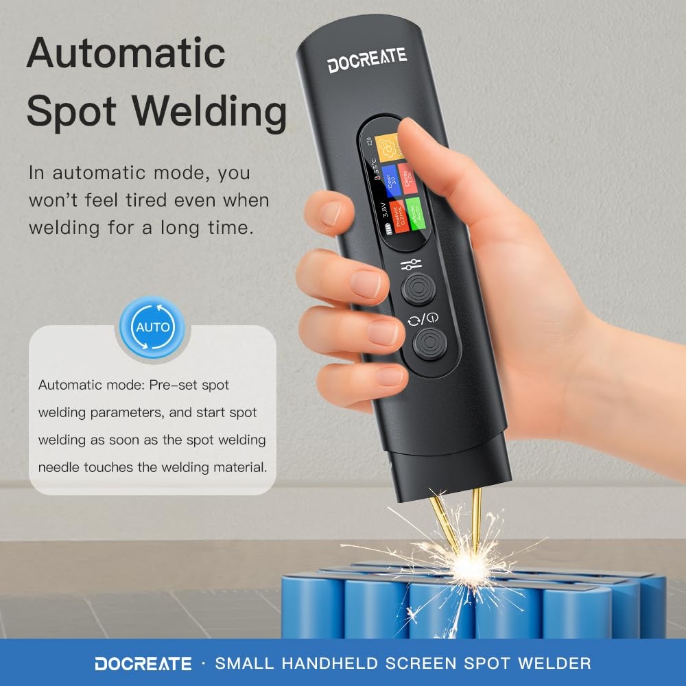 Docreate Battery Spot Welder Handheld Spot Welder 99 Gear Adjustable Portable