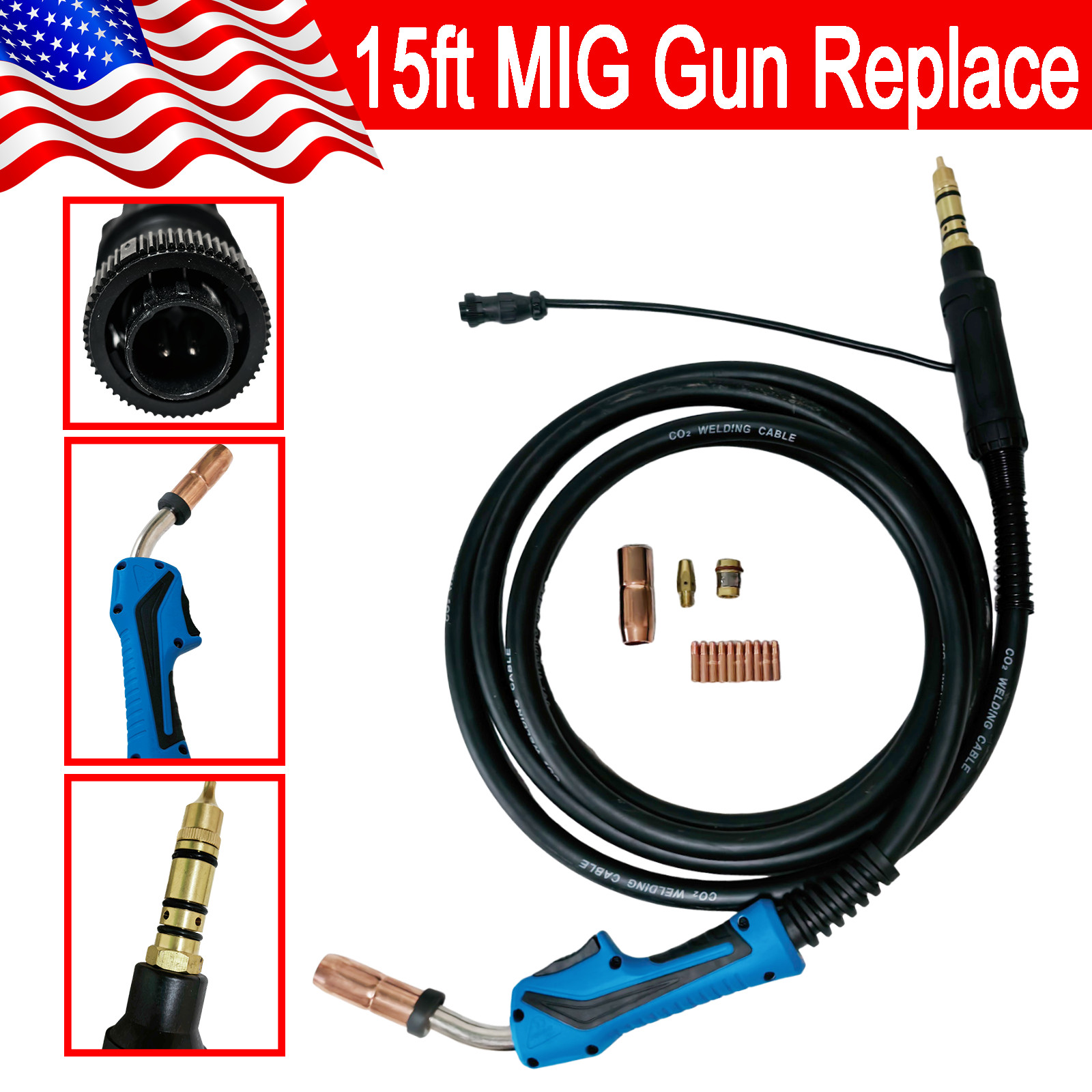 MDX-250 1770037 Replacement MIG Gun 15ft For MILLERMATIC 212,250,251,252