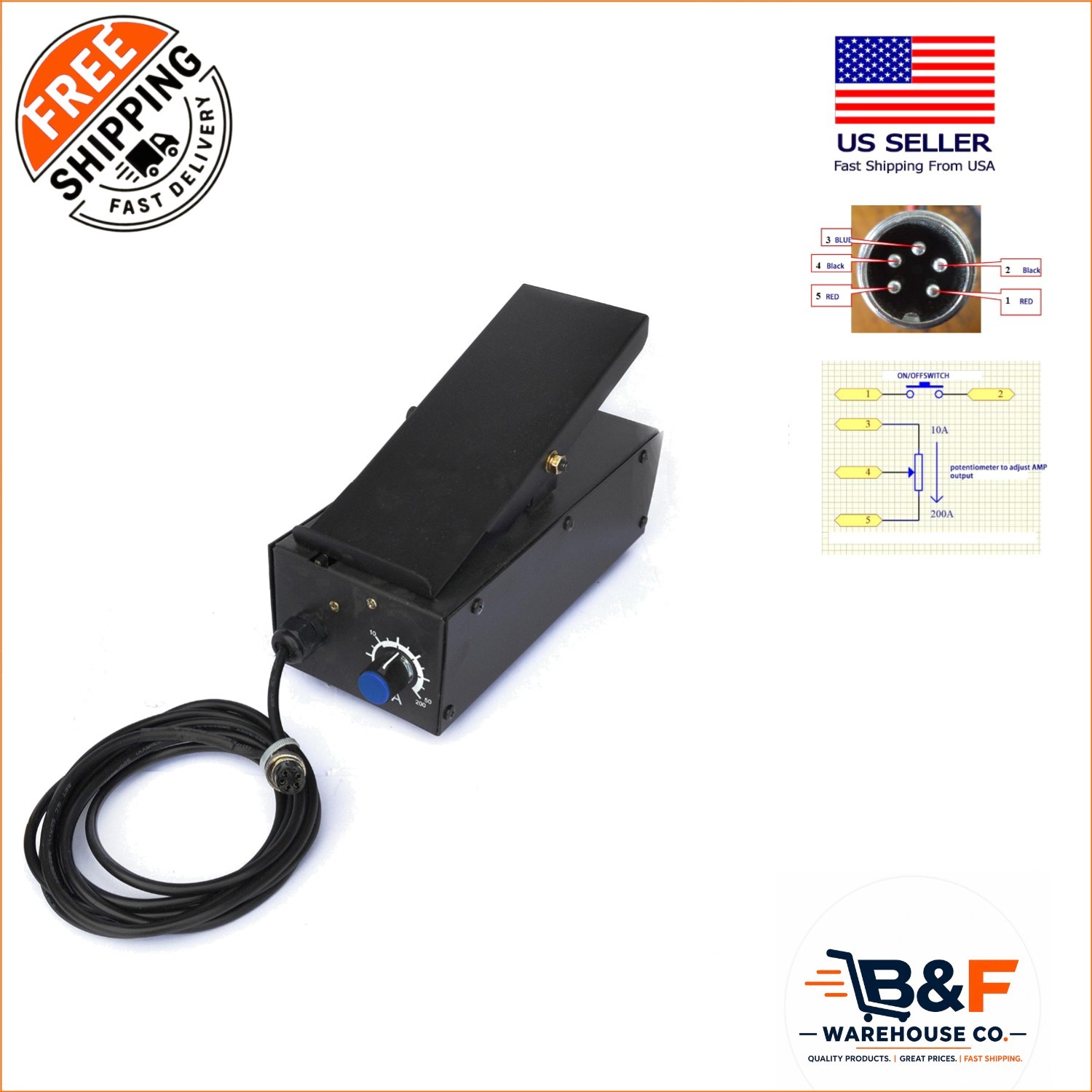 TIG Torch Accessory: Foot Pedal for CT520D & LTPDC2000D – Durable & Compact