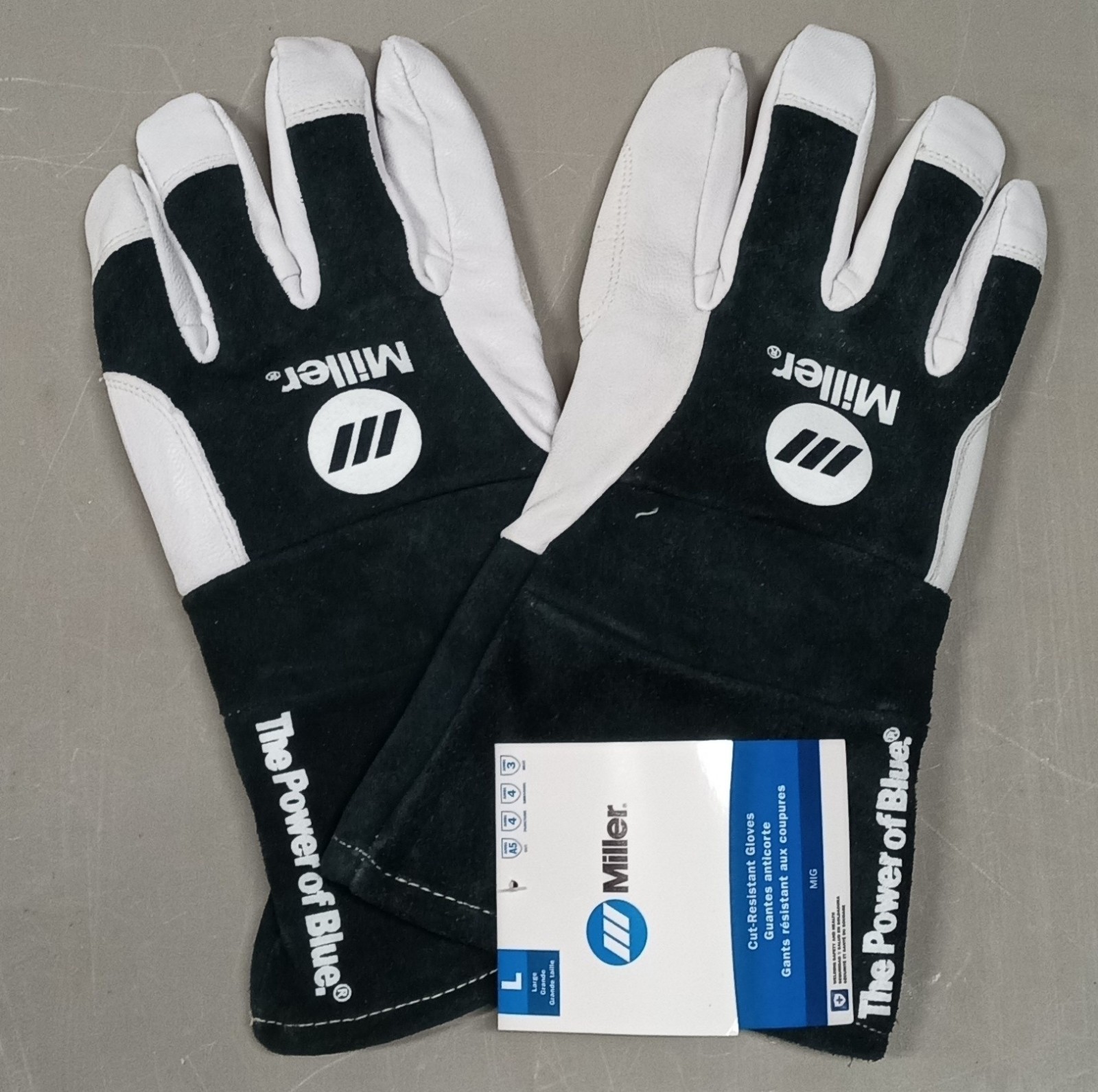 Leather Mig Welding Gloves Insulated Gauntlet Style Cuff Size Large Miller Brand