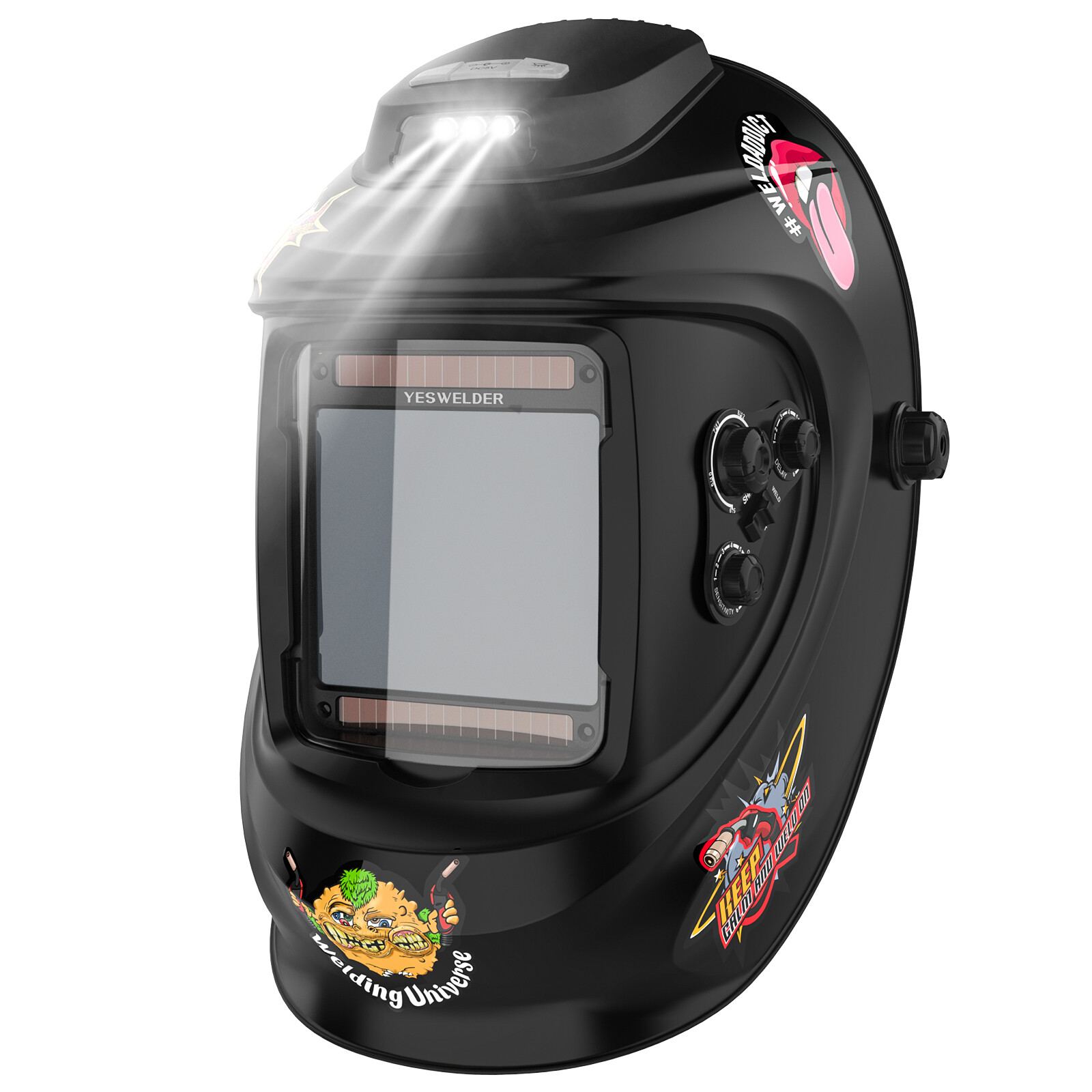 YESWELDER LYG-30800H-W Auto-Darkening Welding Helmet w/Fan & Light, 4/5-13 Shade