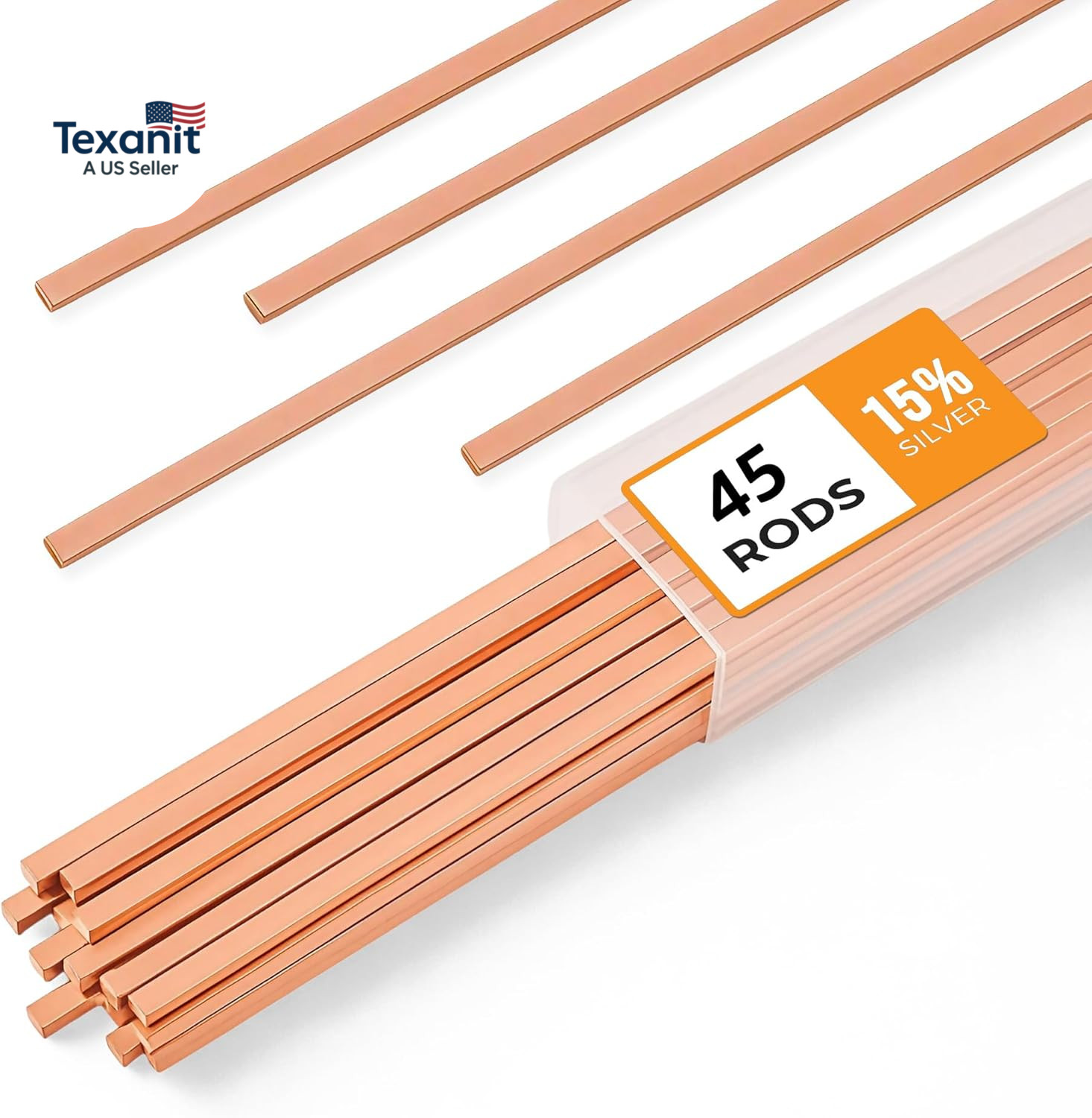 45Pcs Brazing Rods AWS Bcup-5 15% Silver Solder Phos Copper Brazing Alloy Flat W