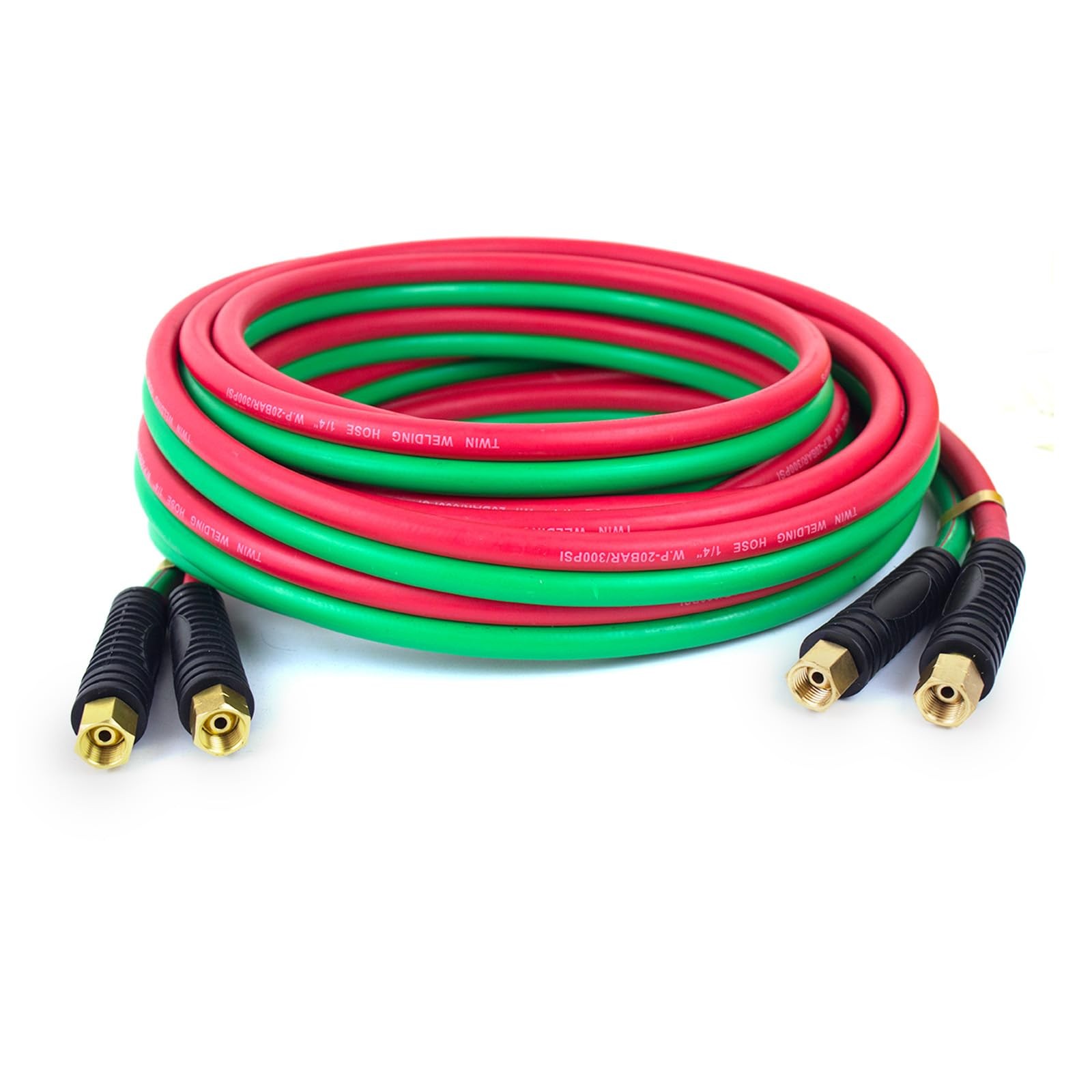 Oxygen Acetylene Twin Welding Hose 1/4-Inch × 25 Feet with 9/16”-18 B fittings,R