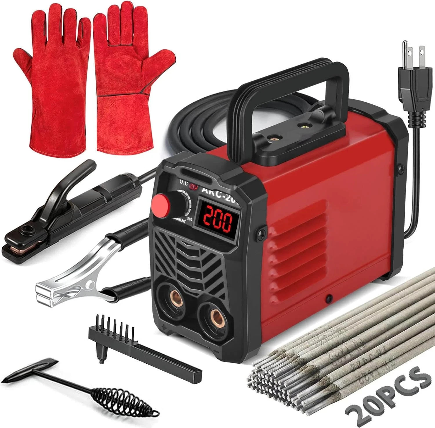 Maquina de Soldar para Soldador 200Amp con 20PCS Profesional Potente Welder NEW