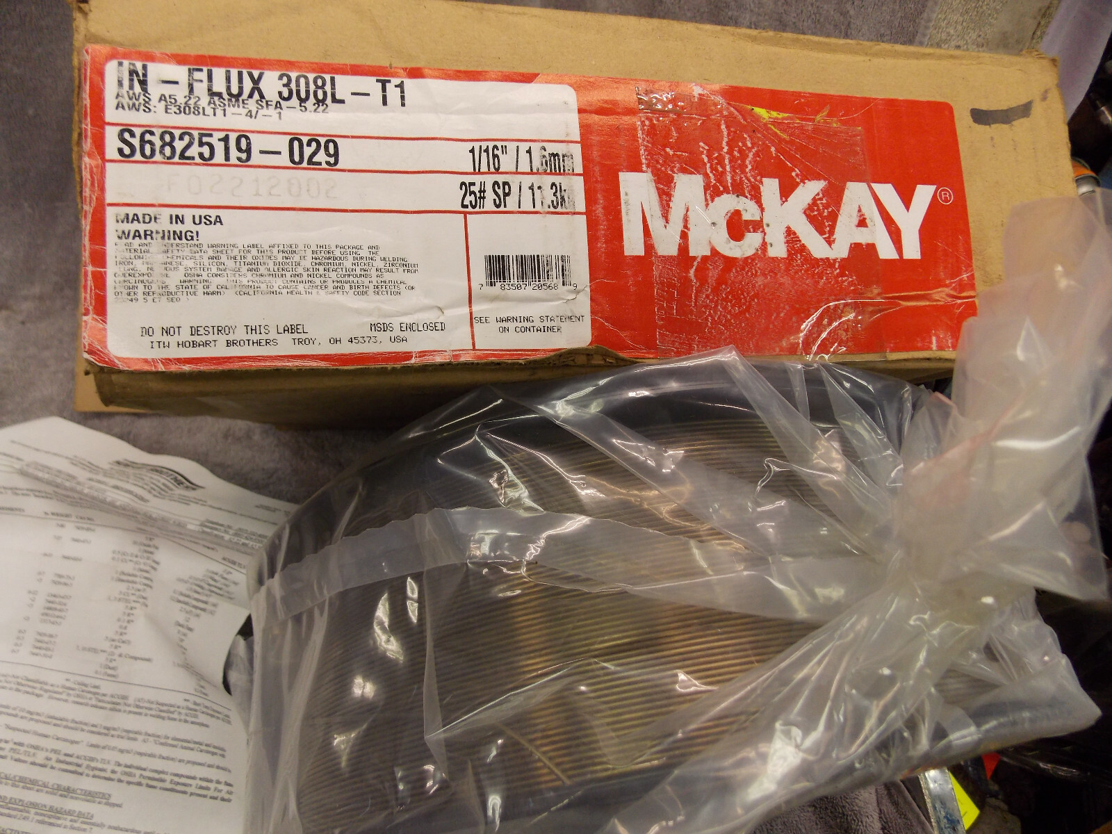McKay IN-FLUX 308L-T1 Mig Welding Wire 1/16″ Flux Core Stainless 25 Lb Spool