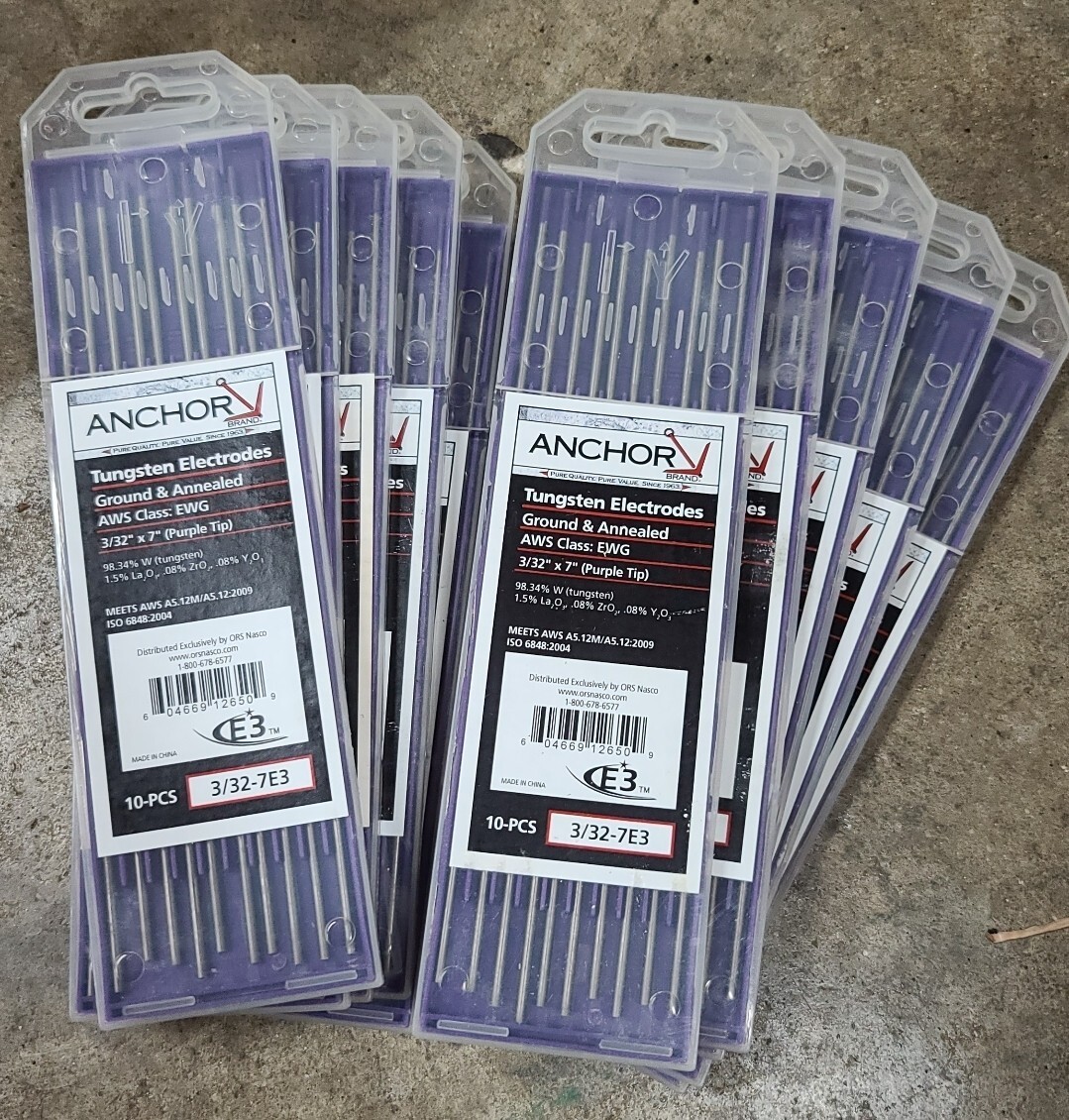 Bulk Anchor-Best Welds E3 Tungsten Electrode, 3/32″ x 7″, 100 count