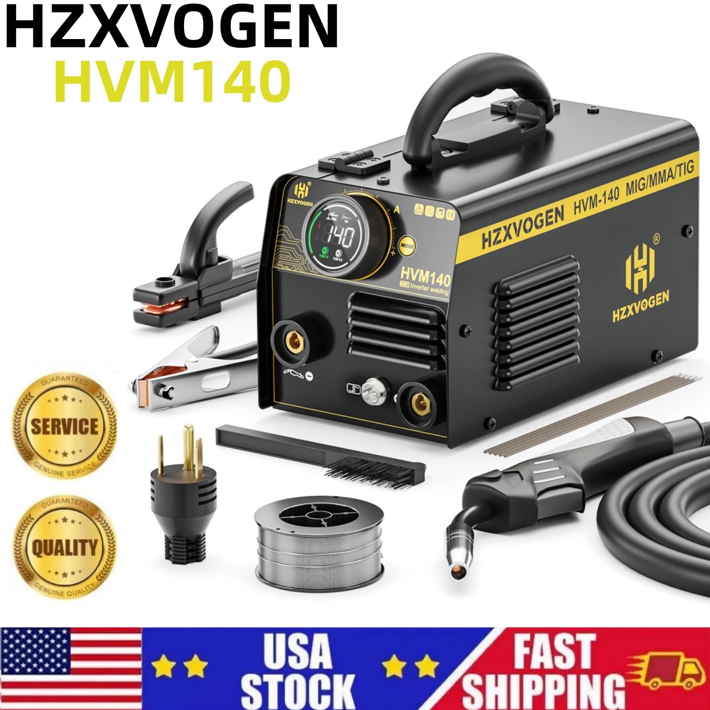 HVM140 Welder Black Mini US Type Dual 110/220V Flux Core MIG MMA Lift TIG Welder